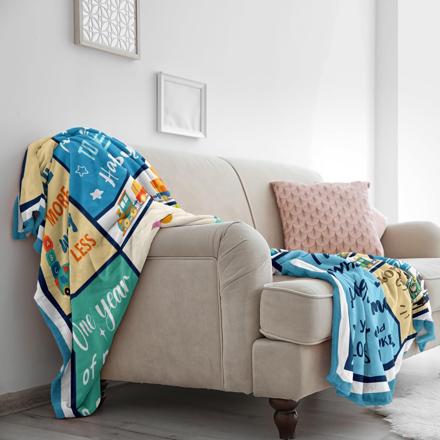 Manta de Cumpleaños para Niño 1 Año Solzien 127x102cm Franela