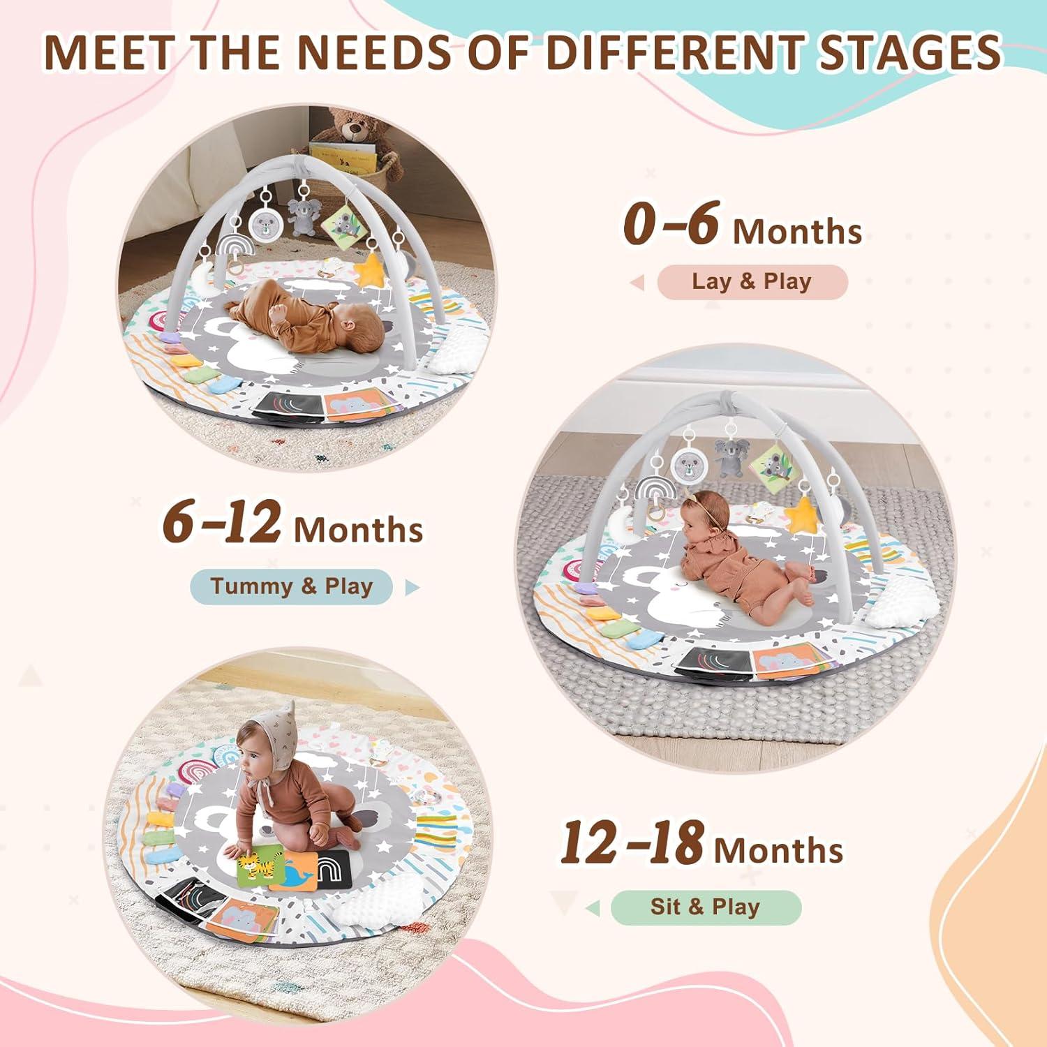 Gimnasio de Juego para Bebés Foryoomi Koala Gris 7 Juguetes