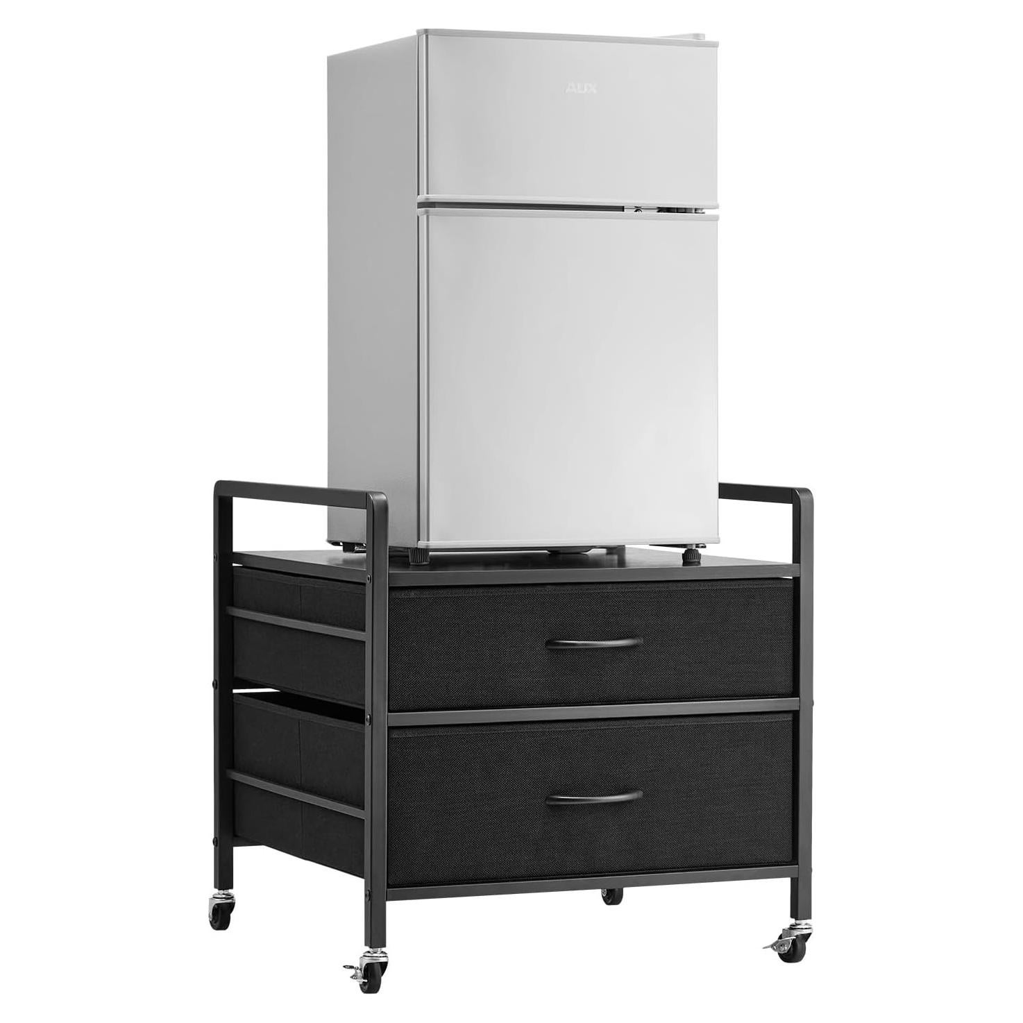 Soporte para Mini Nevera VEVOR Negro con 2 Cajones y Ruedas