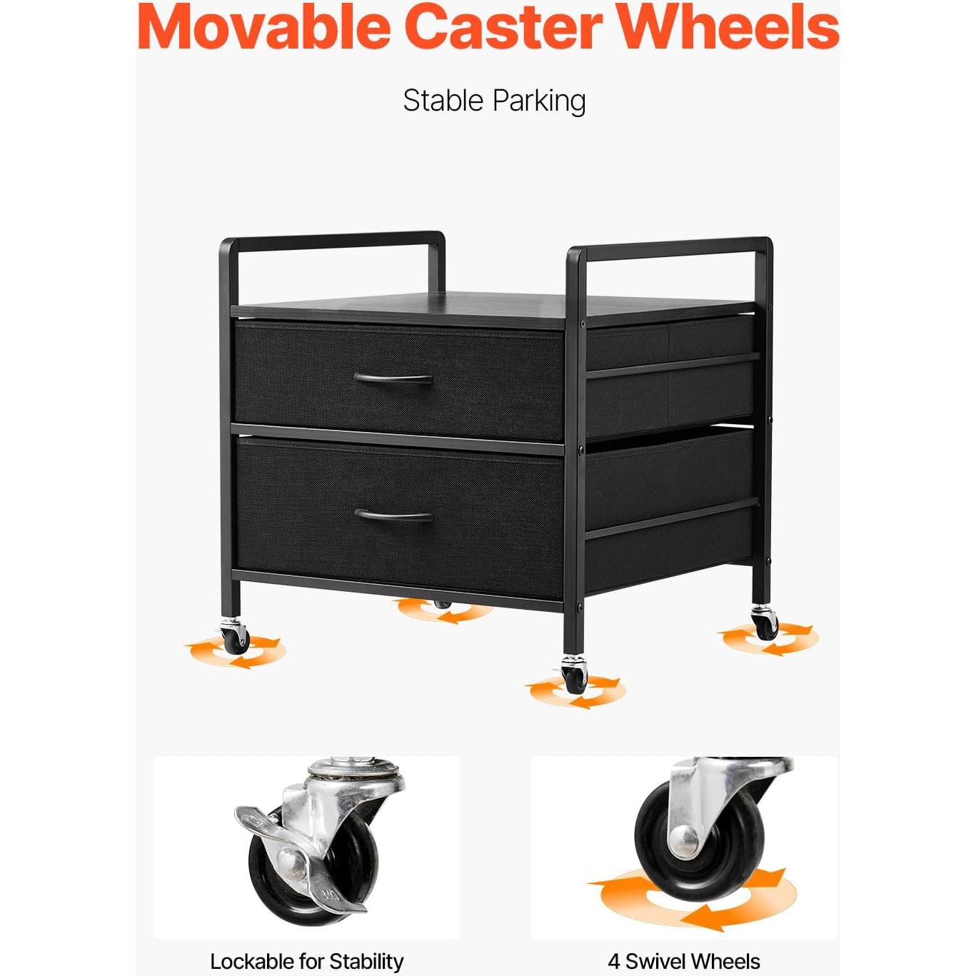 Soporte para Mini Nevera VEVOR Negro con 2 Cajones y Ruedas