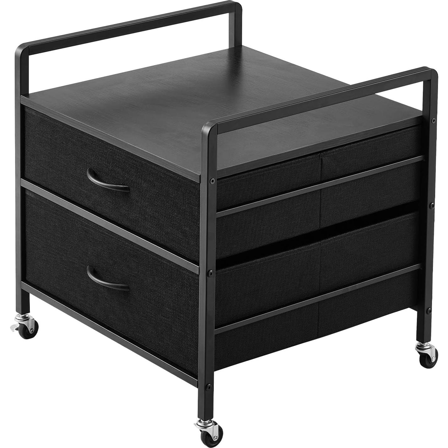 Soporte para Mini Nevera VEVOR Negro con 2 Cajones y Ruedas