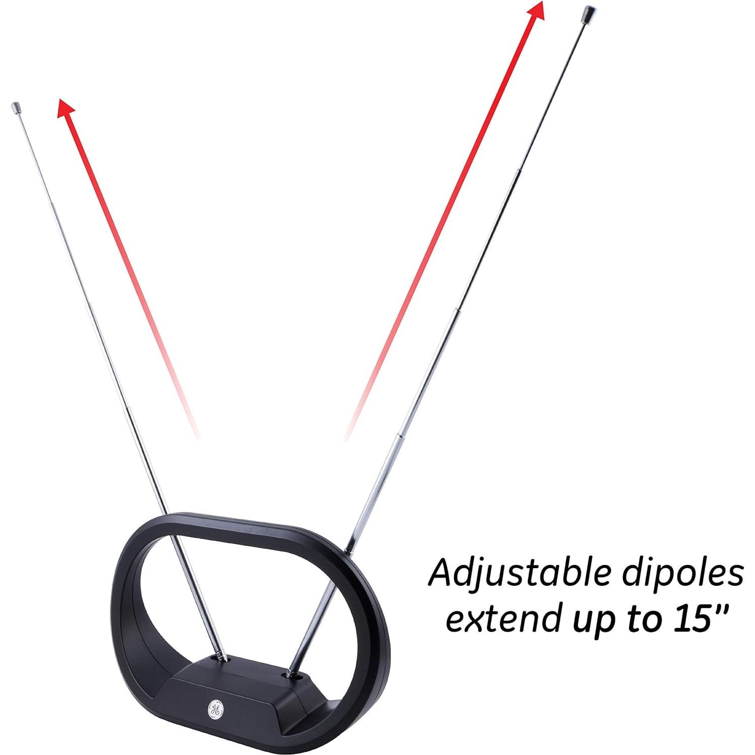 Antena de TV Interior GE Modern Loop 4K HD VHF UHF 33675