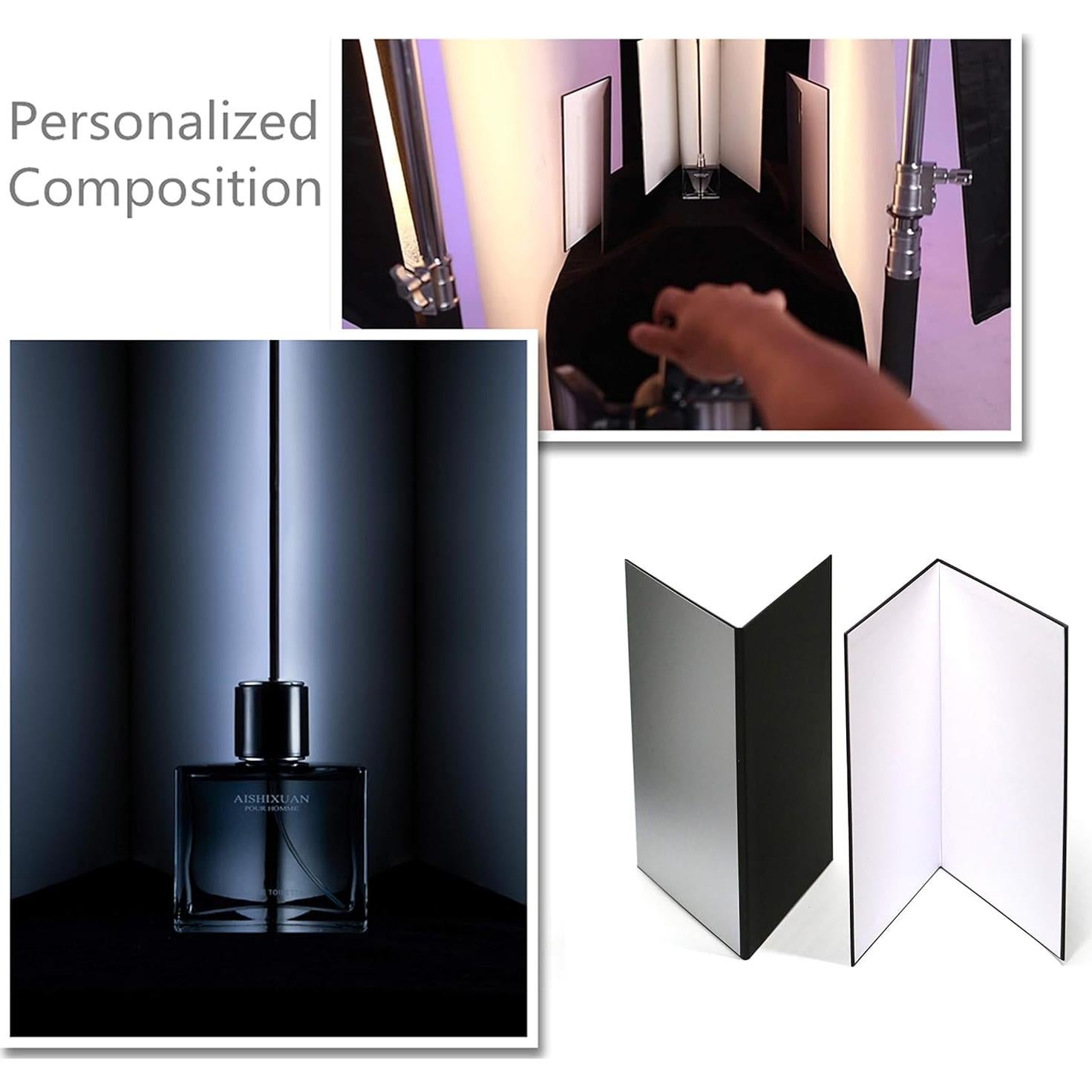 Reflector de Luz 3 en 1 A3 Cartón Plegable - Negro, Plata, Blanco