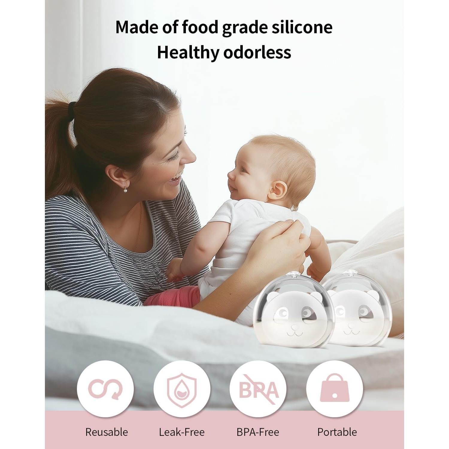 Portable Silicone Milk Containers，Breast Shells Nursing Cup，Soft Silicone Design for Pain-Free Use，Leak-Proof Lid for Easy Travel ，BPA-Free and Easy to Clean