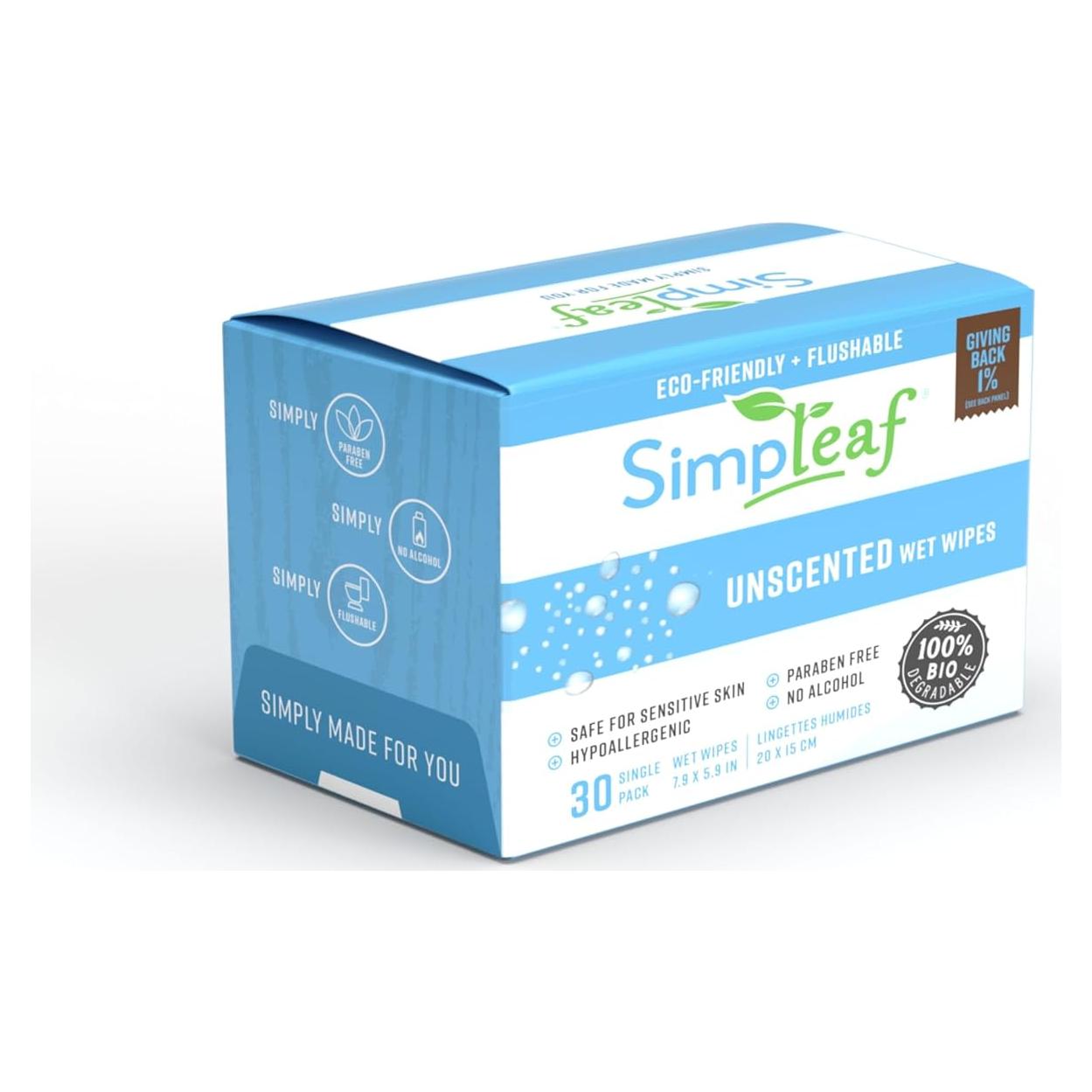 Toallitas Húmedas Desechables Simpleaf Aloe Vera 30 Unidades