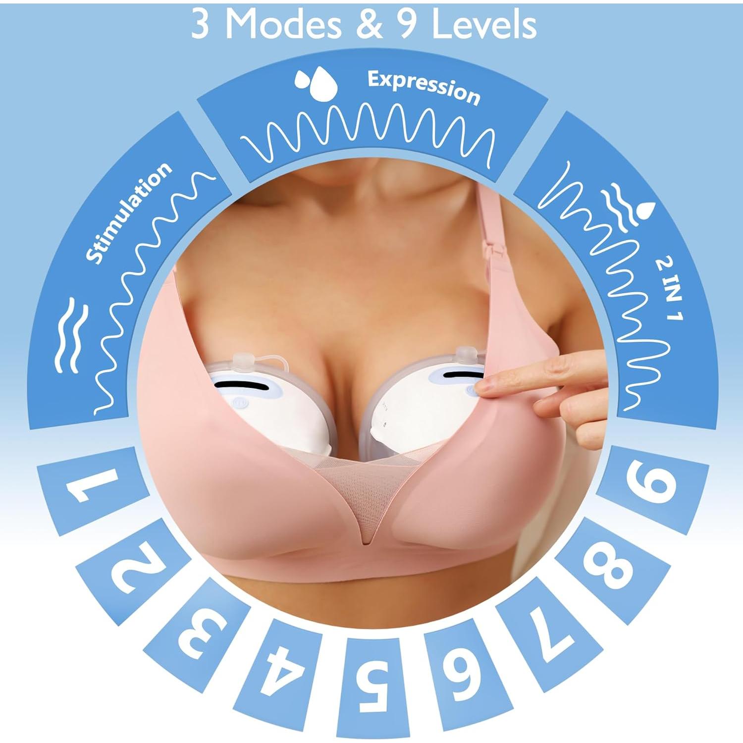 Extractor de Leche Doble Portátil Momfree Azul - 3 Modos, 9 Niveles