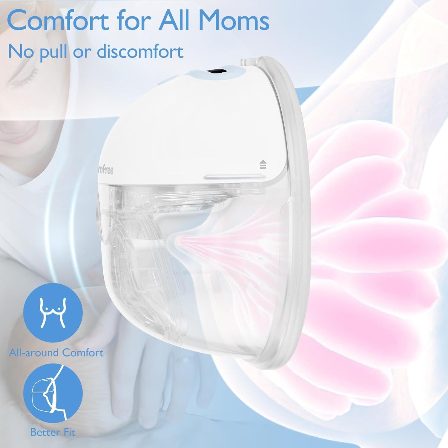 Extractor de Leche Doble Portátil Momfree Azul - 3 Modos, 9 Niveles