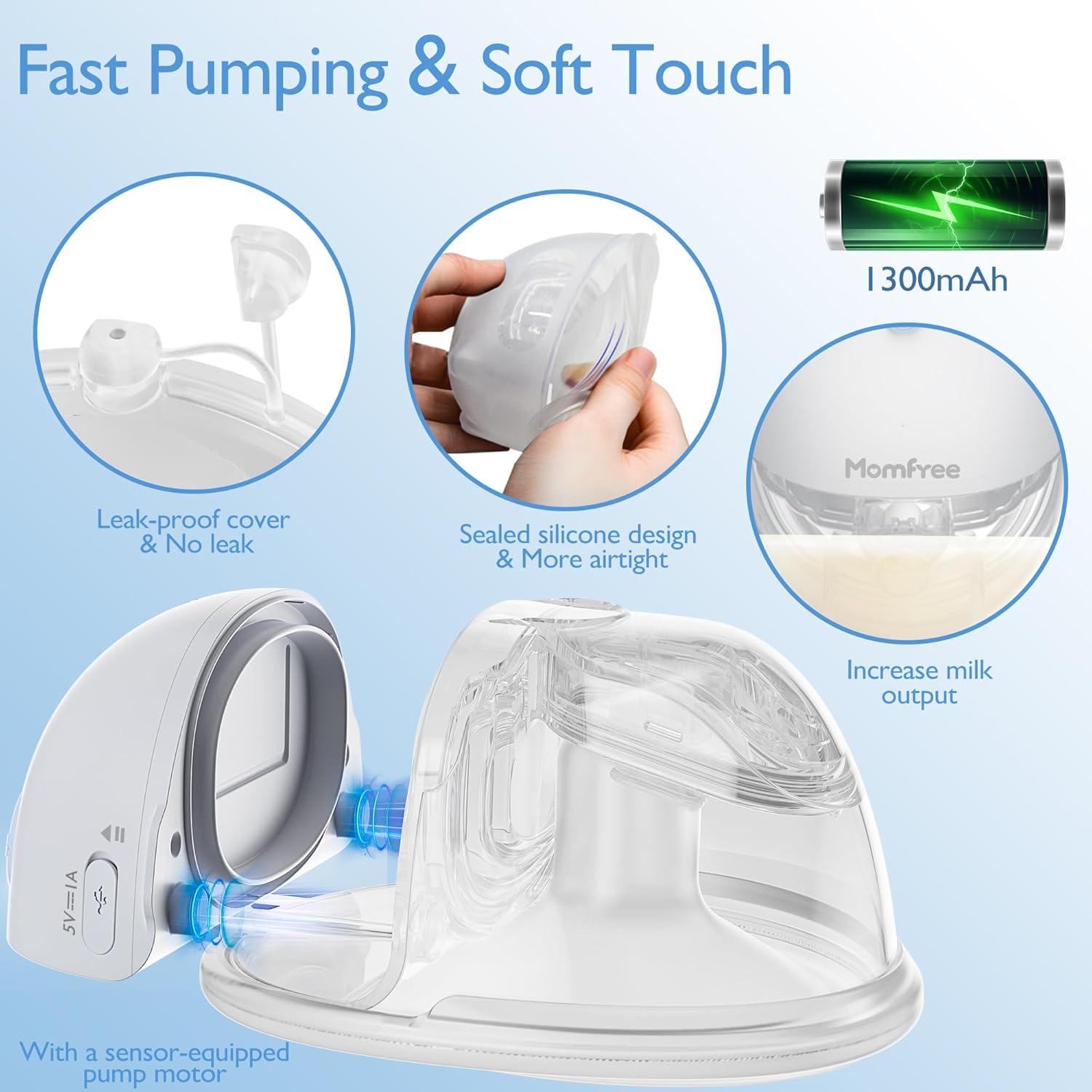 Extractor de Leche Doble Portátil Momfree Azul - 3 Modos, 9 Niveles