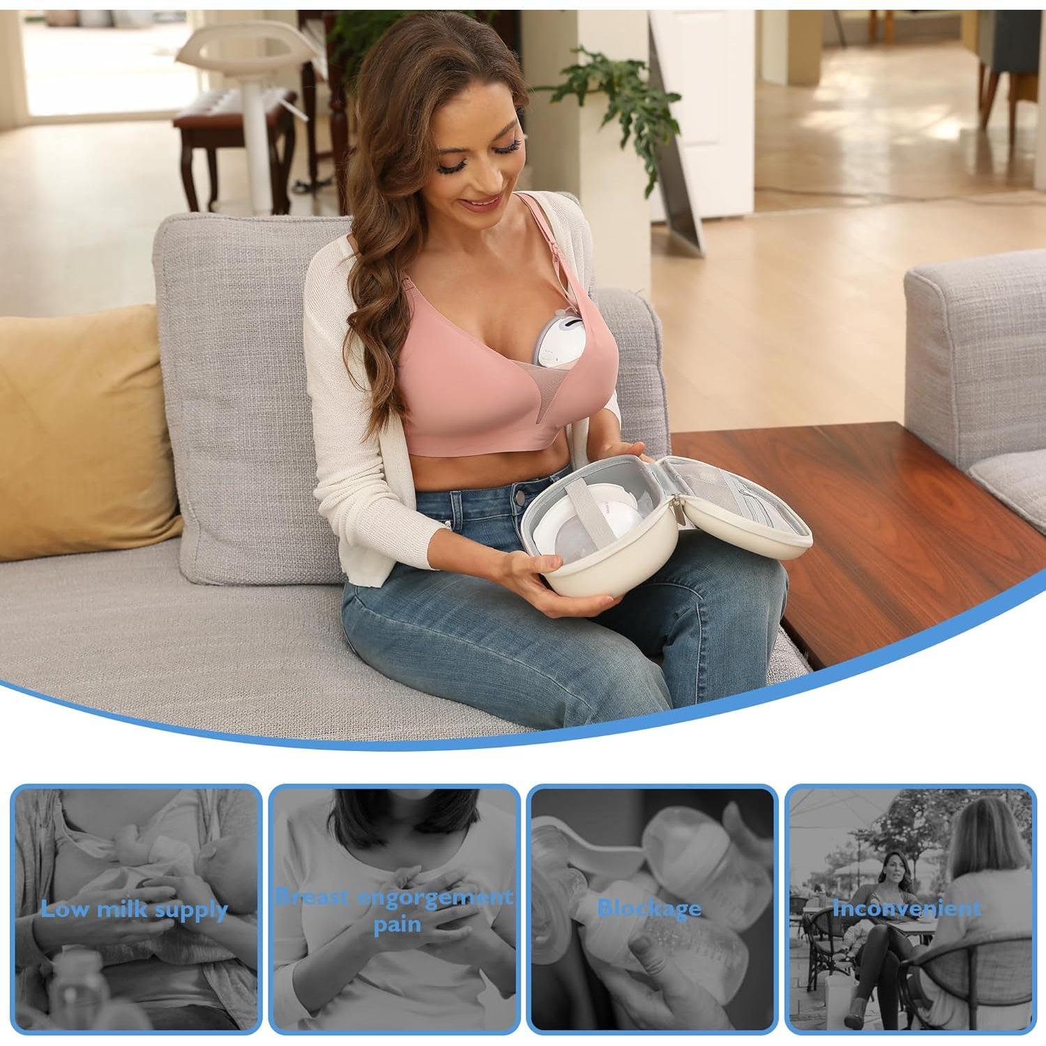 Extractor de Leche Doble Portátil Momfree Azul - 3 Modos, 9 Niveles