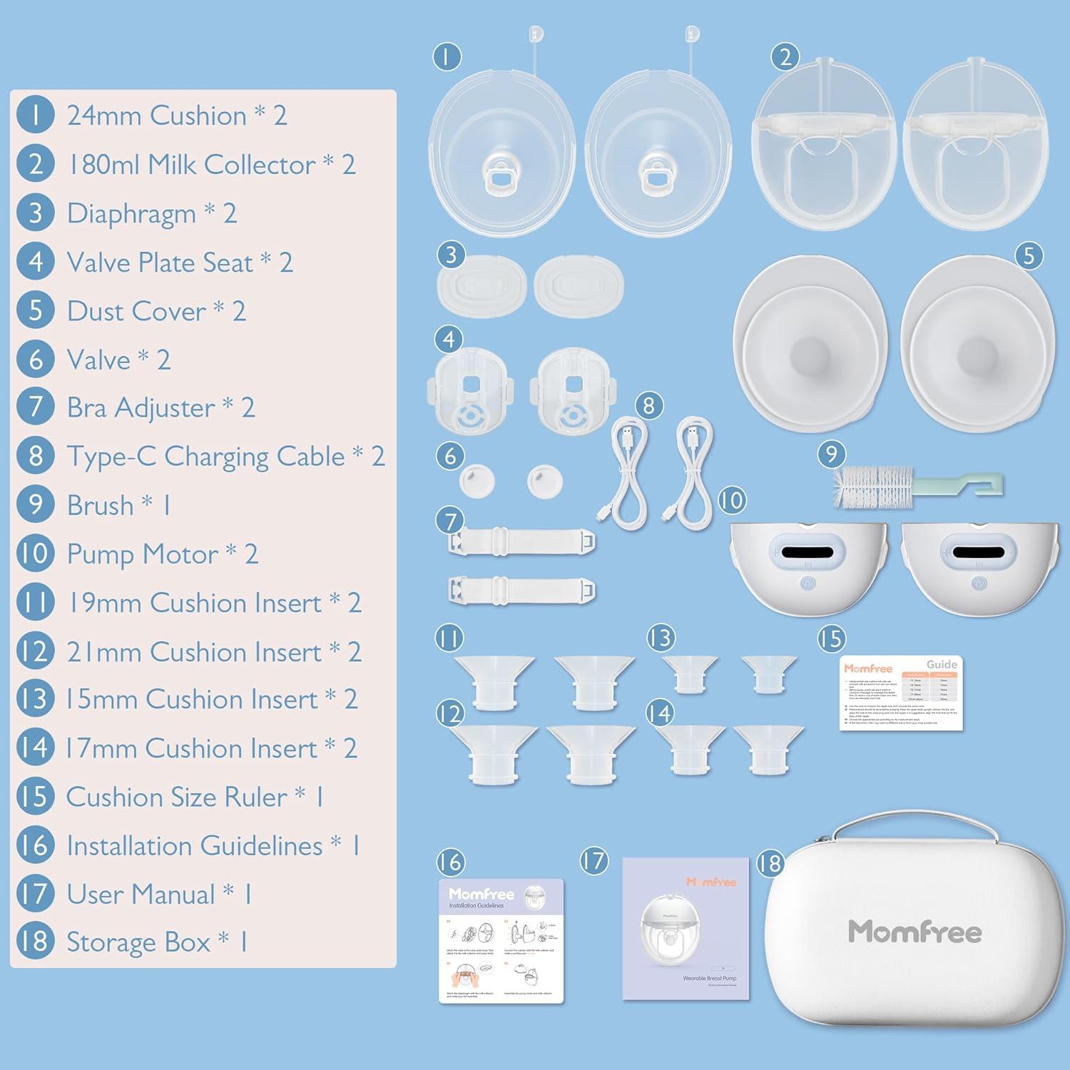 Extractor de Leche Doble Portátil Momfree Azul - 3 Modos, 9 Niveles