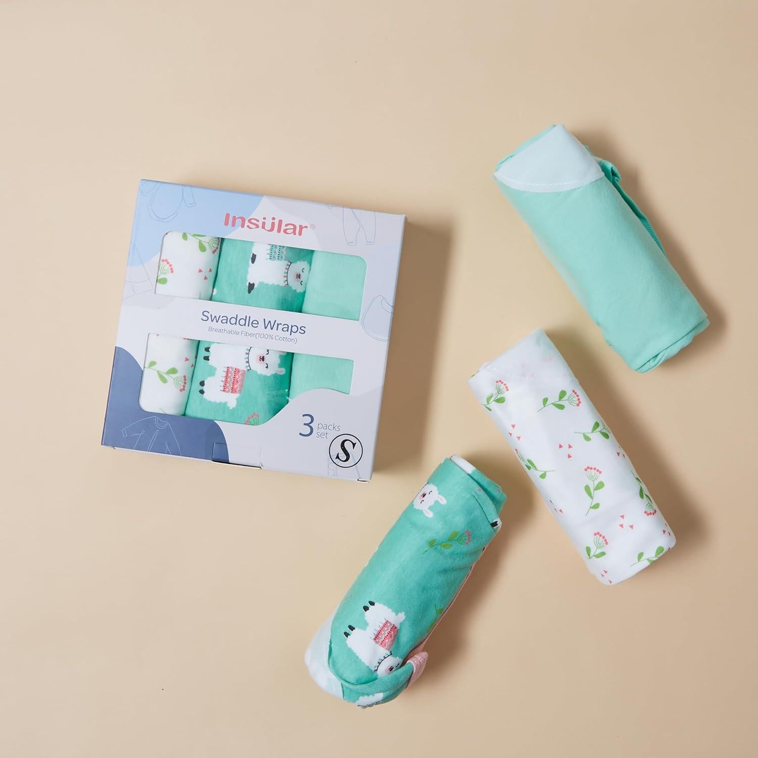 Sacos de Arrullo Insular 100% Algodón para Bebés 0-3M - 3 Pack