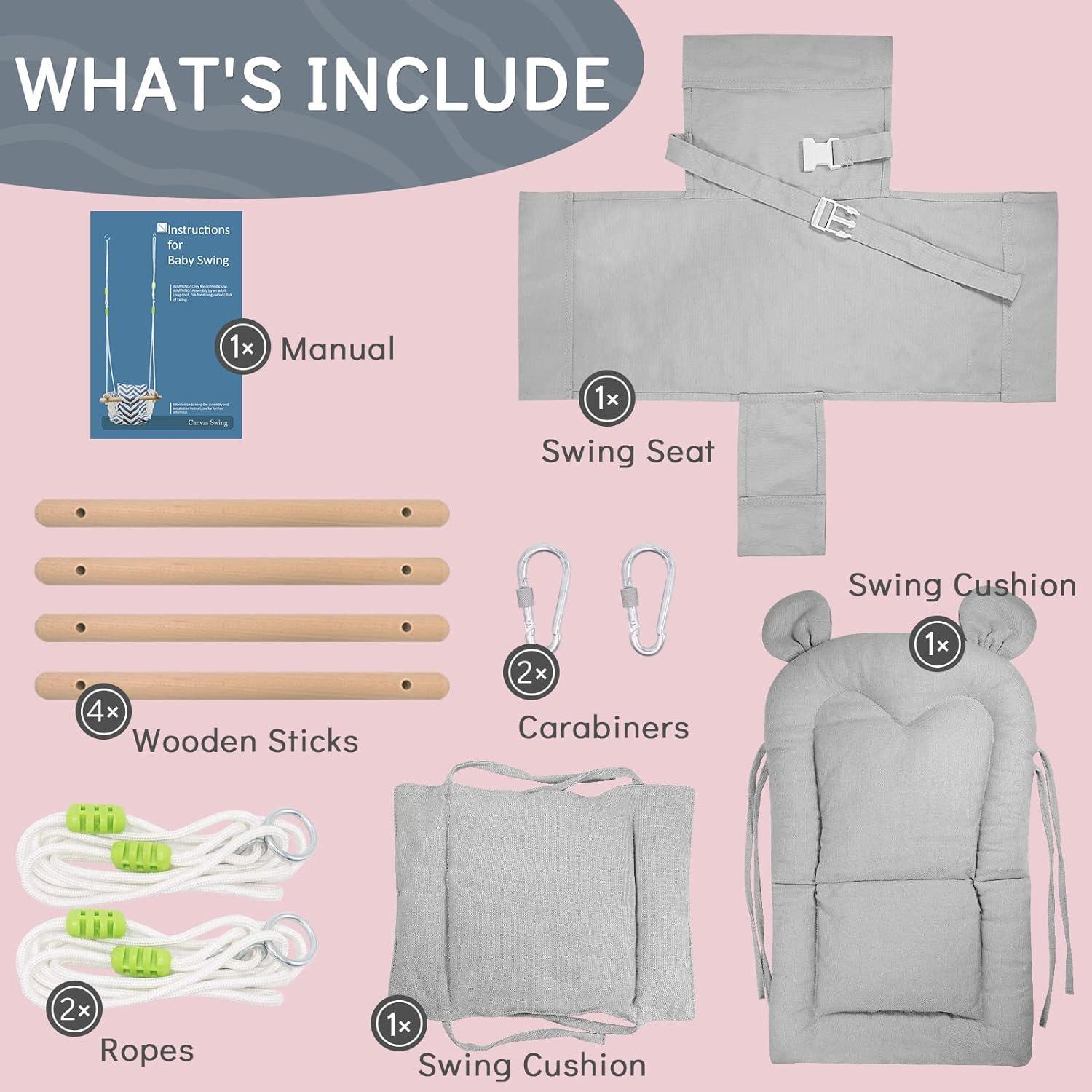 Columpio para Bebés GFU de Lona Ajustable 58 kg Gris