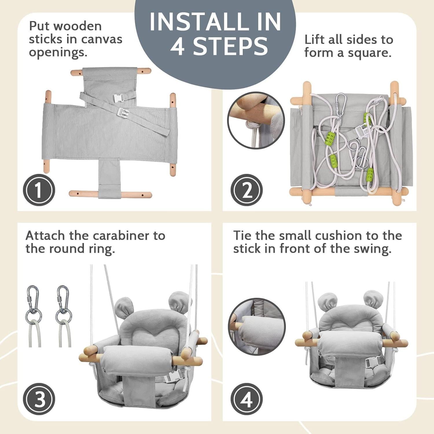 Columpio para Bebés GFU de Lona Ajustable 58 kg Gris