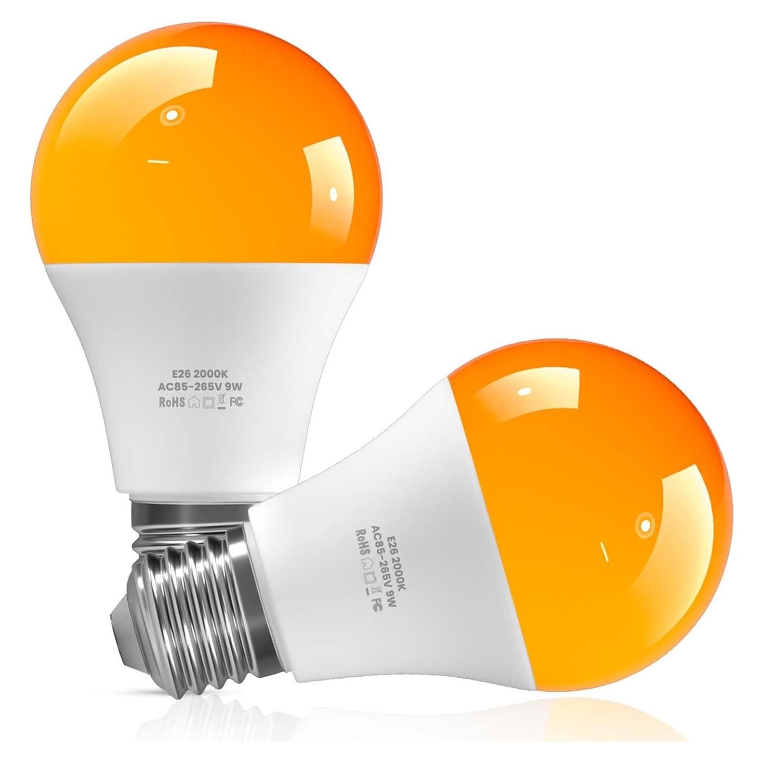 Bombillas LED Ámbar Bonlux 9W E26 2000K 2 Piezas