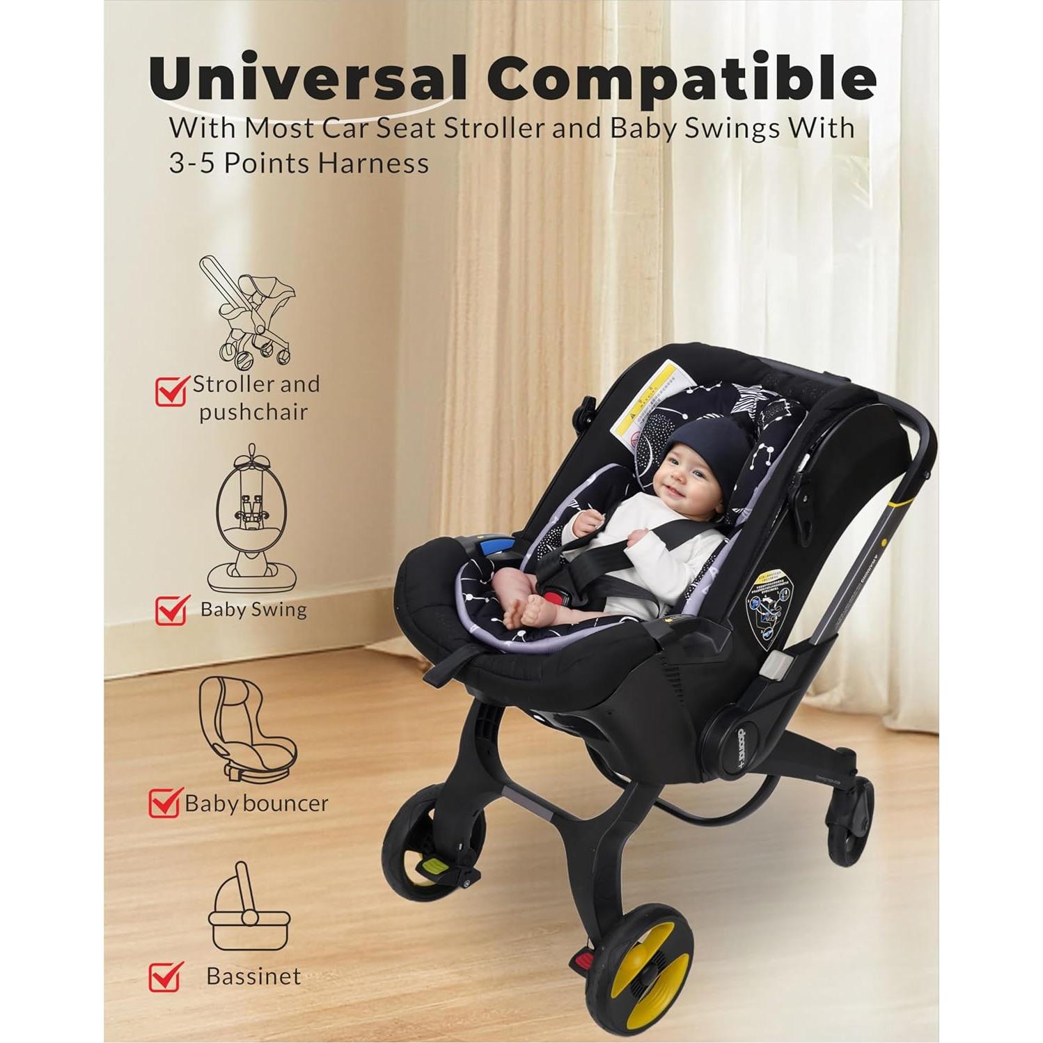 Inserto Reversible para Asiento de Auto Bebé TinlyFinly - Estrella Negra