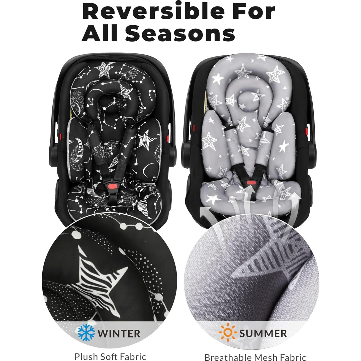 Inserto Reversible para Asiento de Auto Bebé TinlyFinly - Estrella Negra