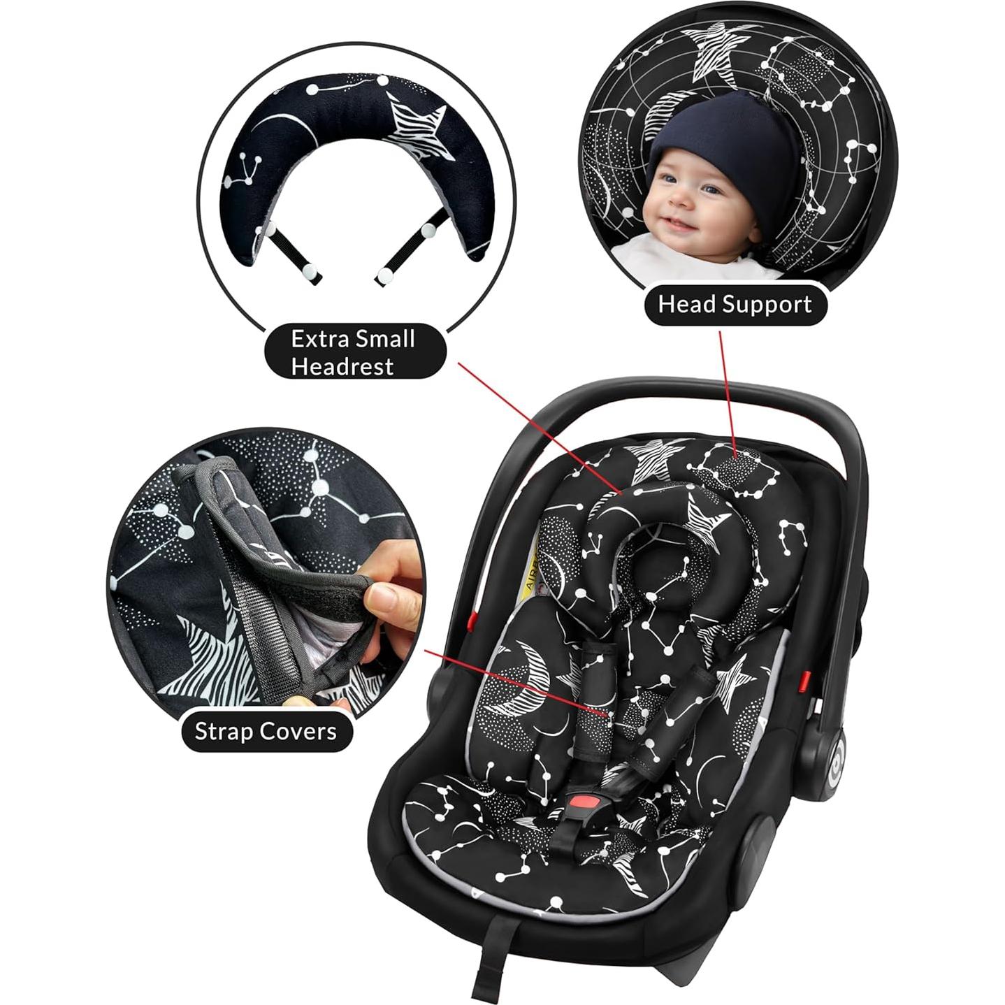 Inserto Reversible para Asiento de Auto Bebé TinlyFinly - Estrella Negra