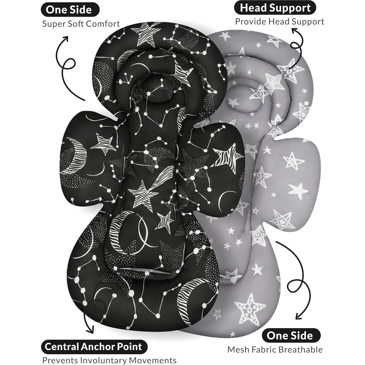 Inserto Reversible para Asiento de Auto Bebé TinlyFinly - Estrella Negra