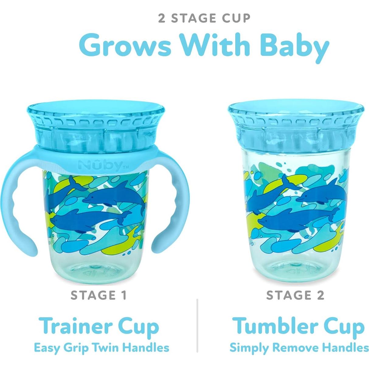 Taza de Beber 360 Nuby Aqua 240 ml con Mangos Removibles