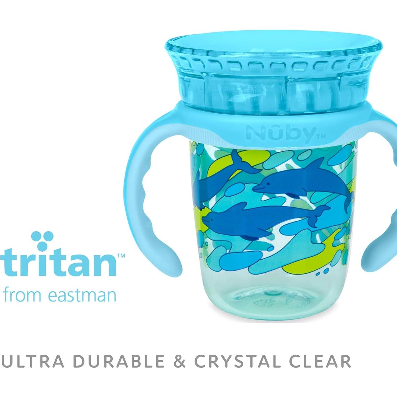 Taza de Beber 360 Nuby Aqua 240 ml con Mangos Removibles