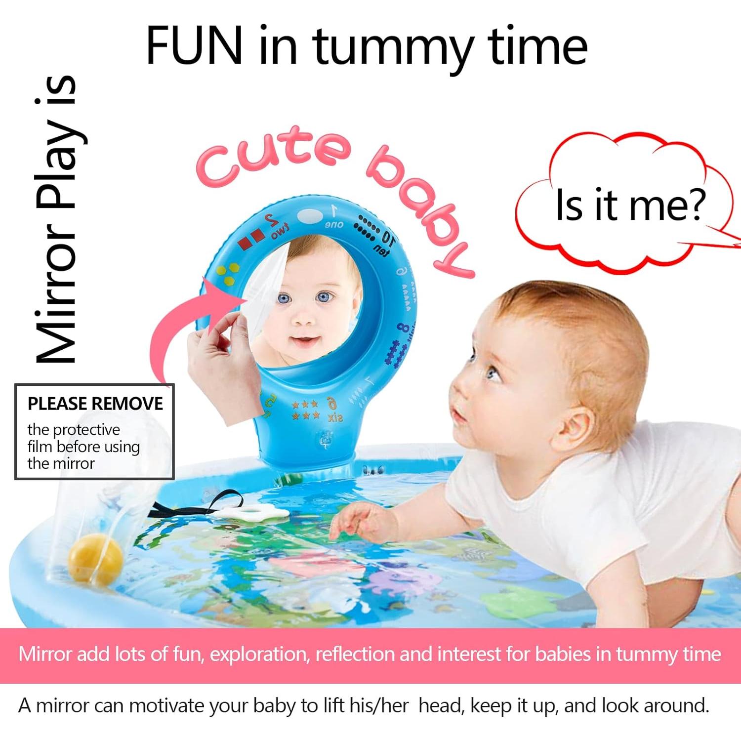 Alfombra de Juego Acuática 4-en-1 para Bebés con Espejo y Mordedores