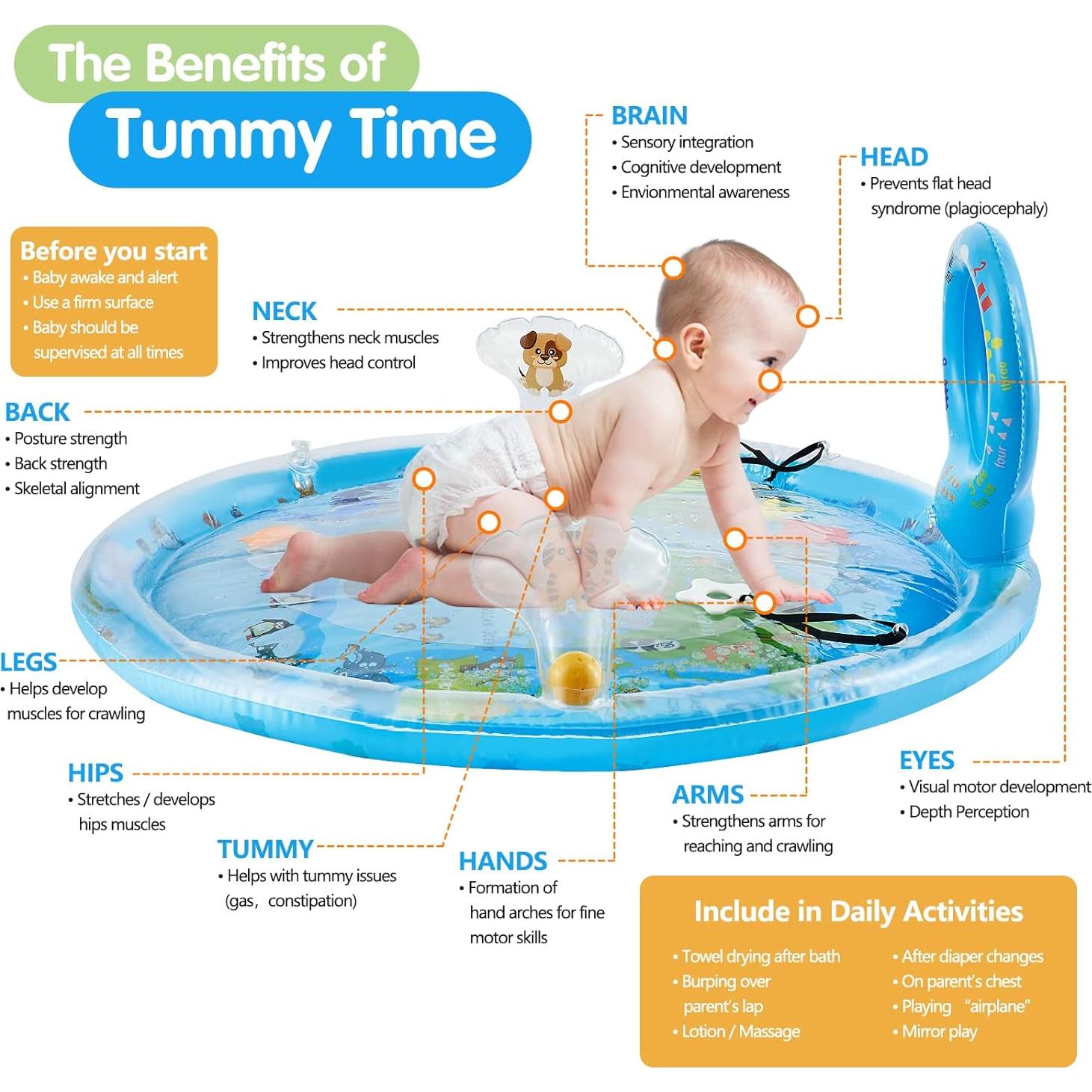 Alfombra de Juego Acuática 4-en-1 para Bebés con Espejo y Mordedores