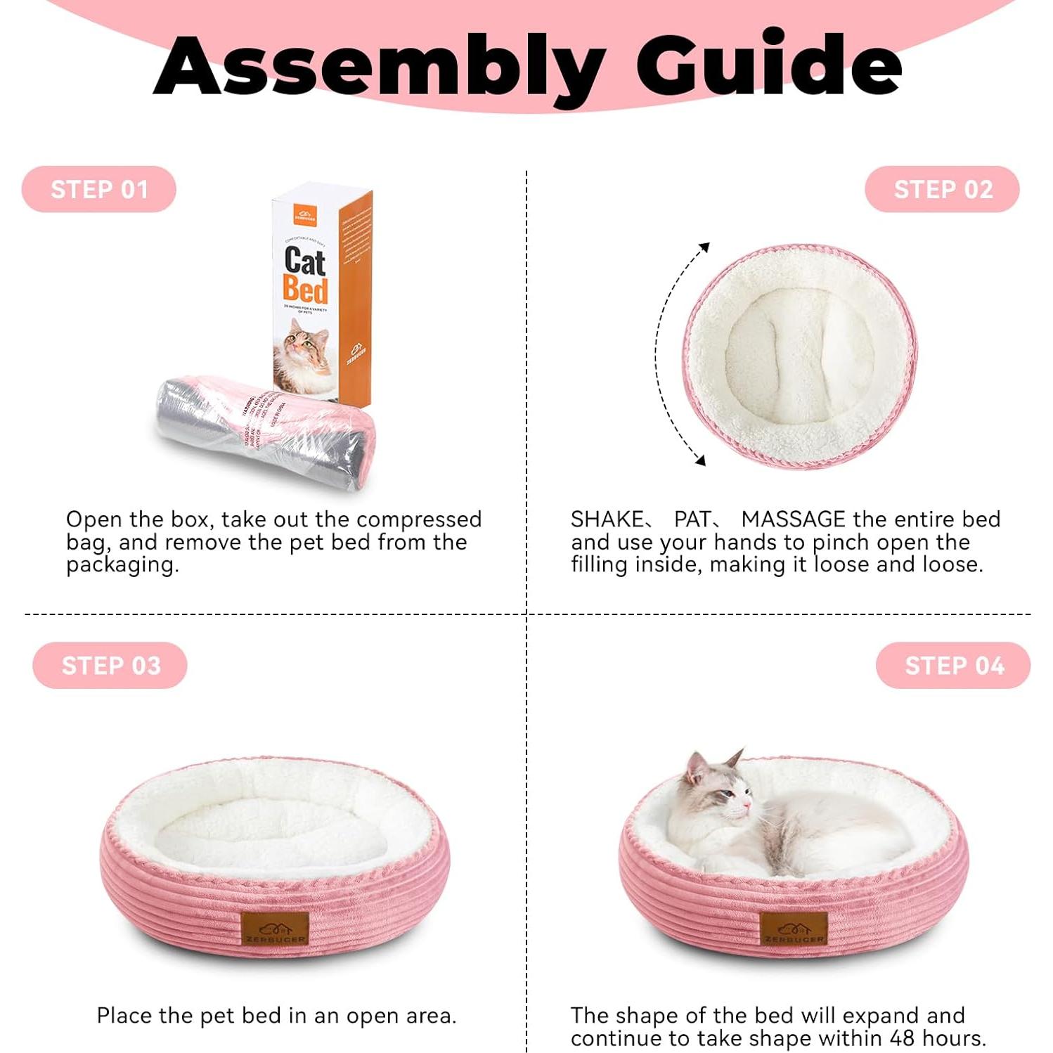 Cama Lavable para Gatos Zerbuger 50,8 cm Rosa Antideslizante