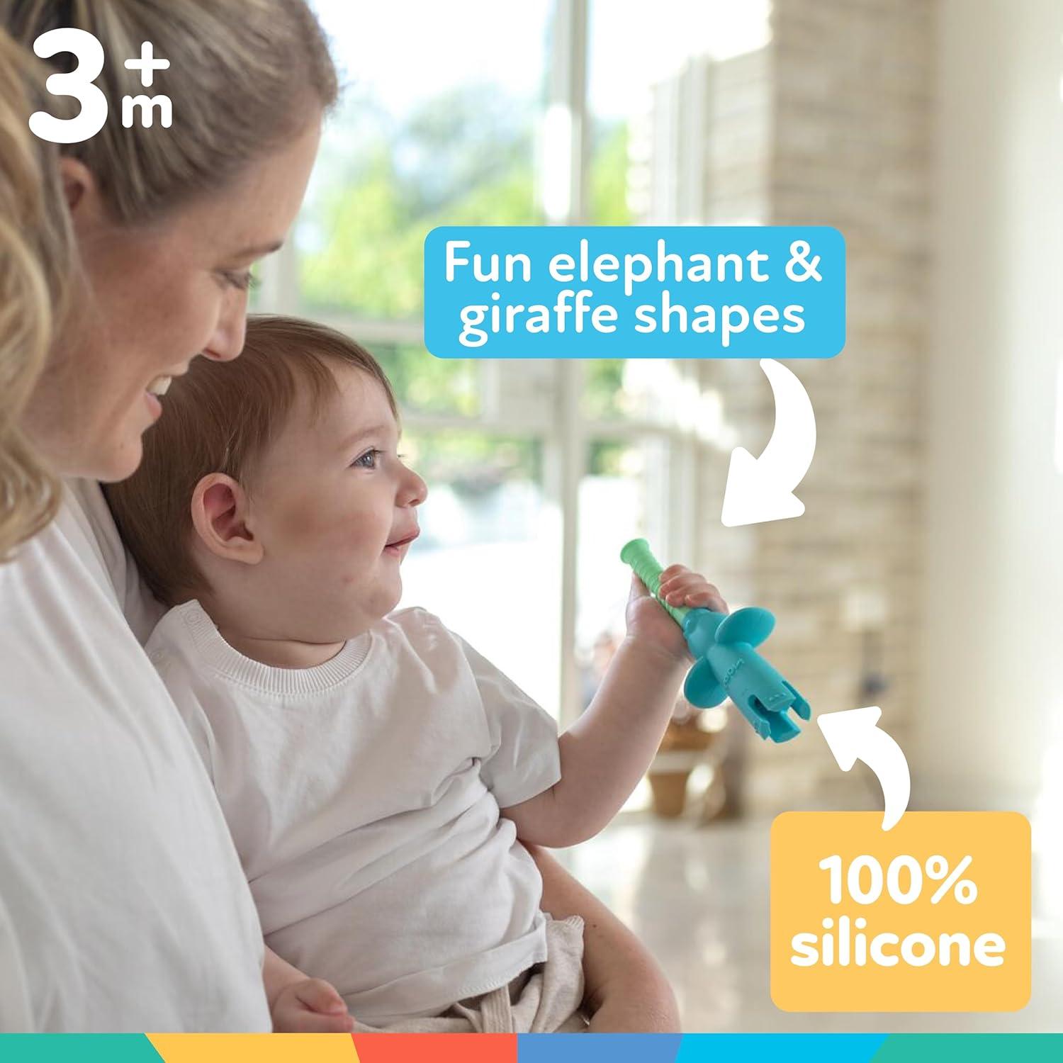 Mordedores de Dentición Nuby Tube Teether 2-Pack Elefante Jirafa