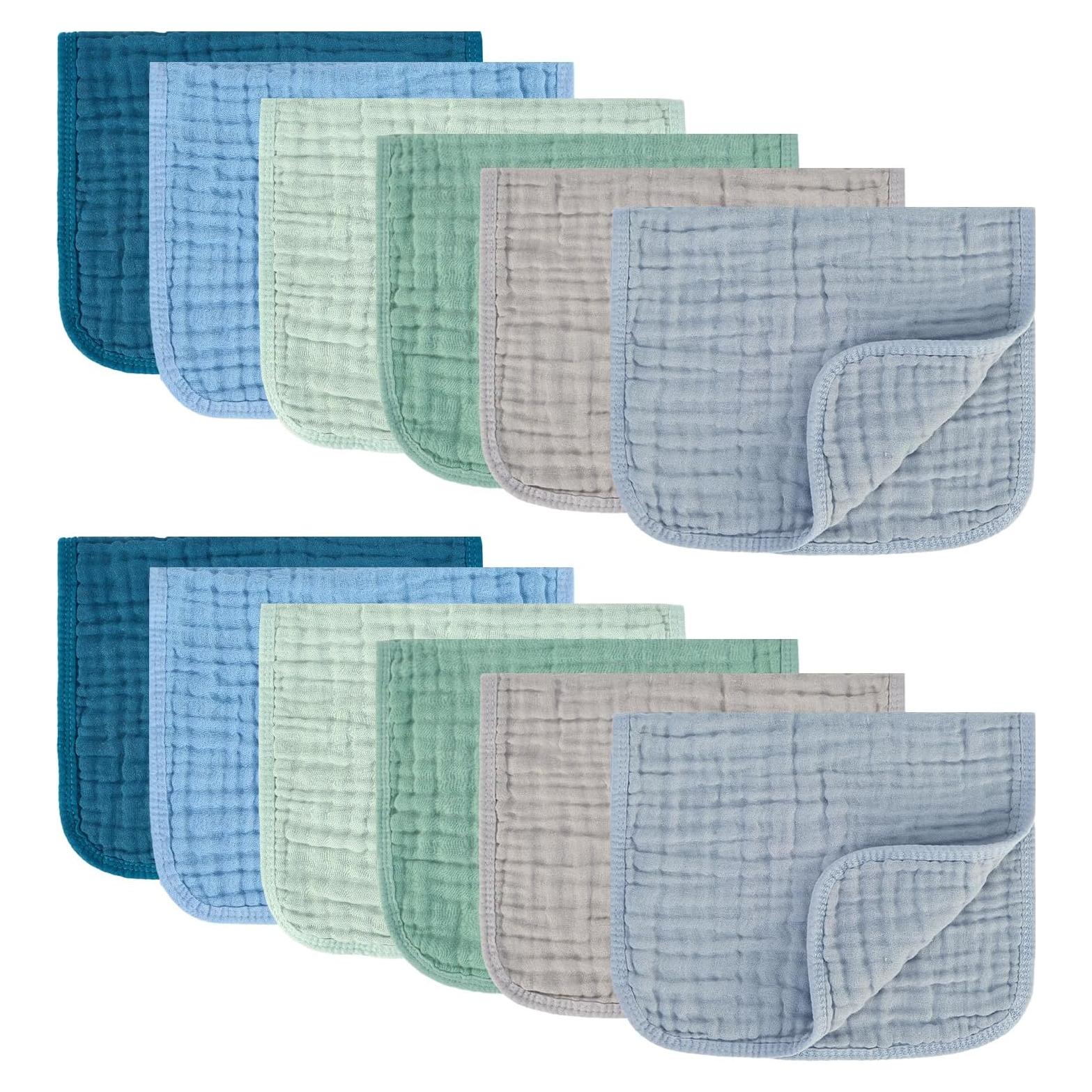 Paños de Eructo 100% Algodón MIGIOL - 12 Piezas Azul y Verde