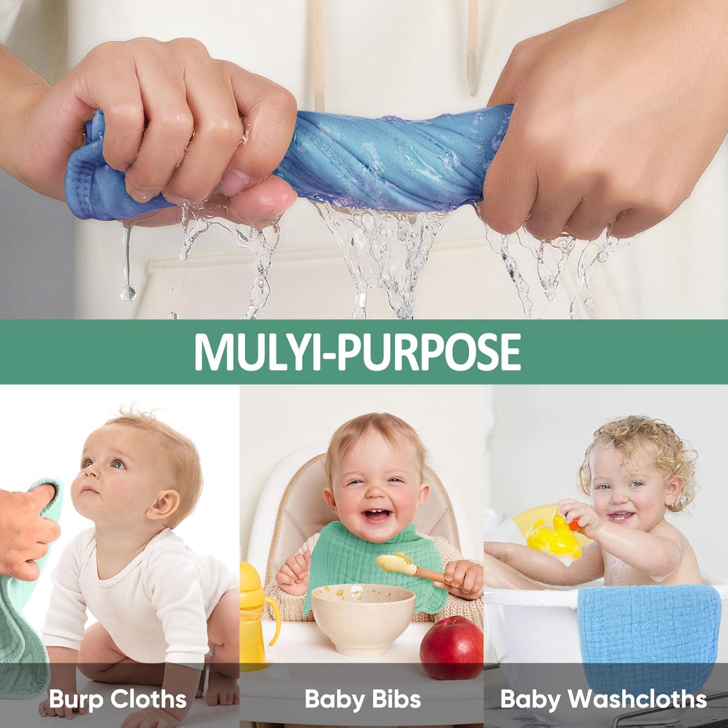 Paños de Eructo 100% Algodón MIGIOL - 12 Piezas Azul y Verde