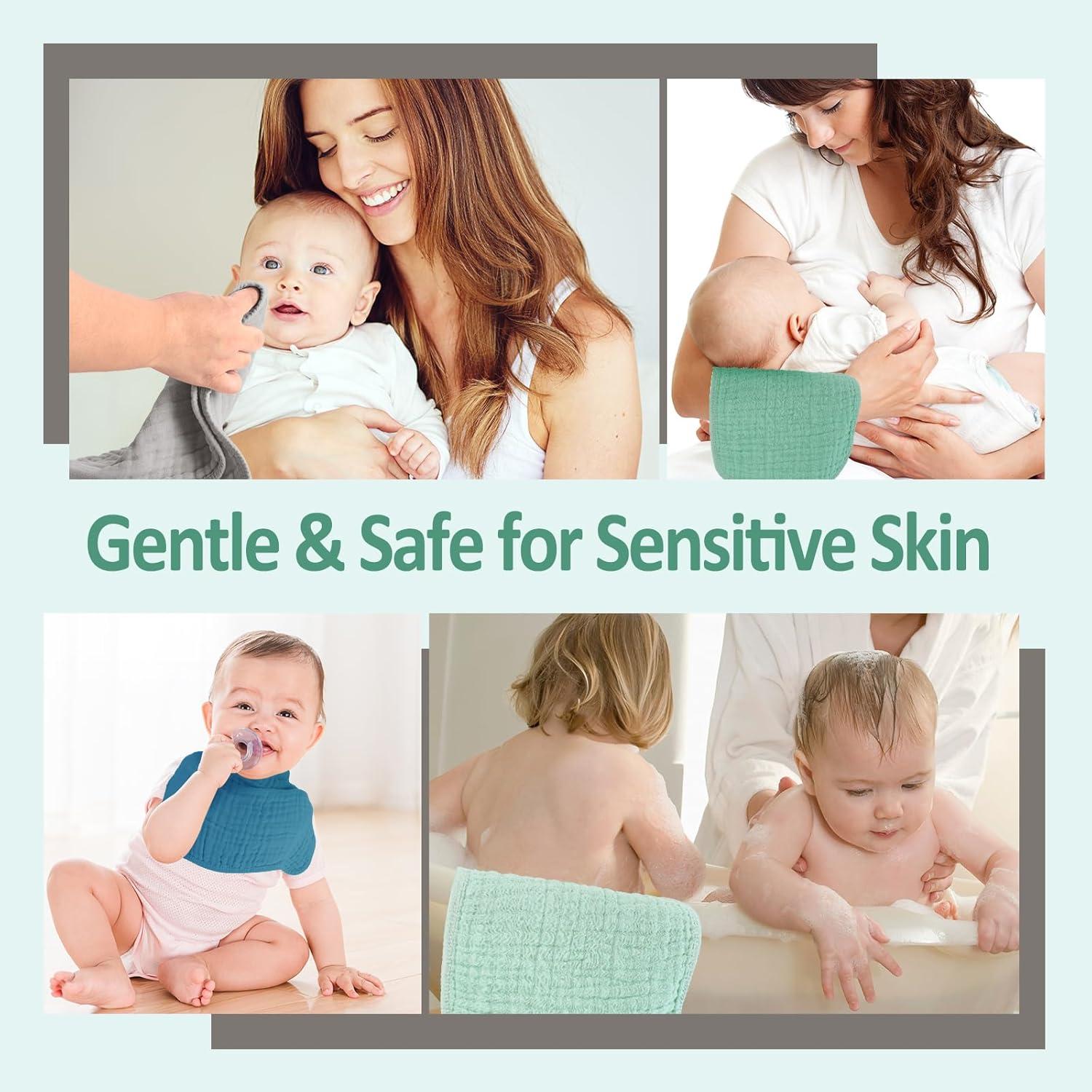 Paños de Eructo 100% Algodón MIGIOL - 12 Piezas Azul y Verde