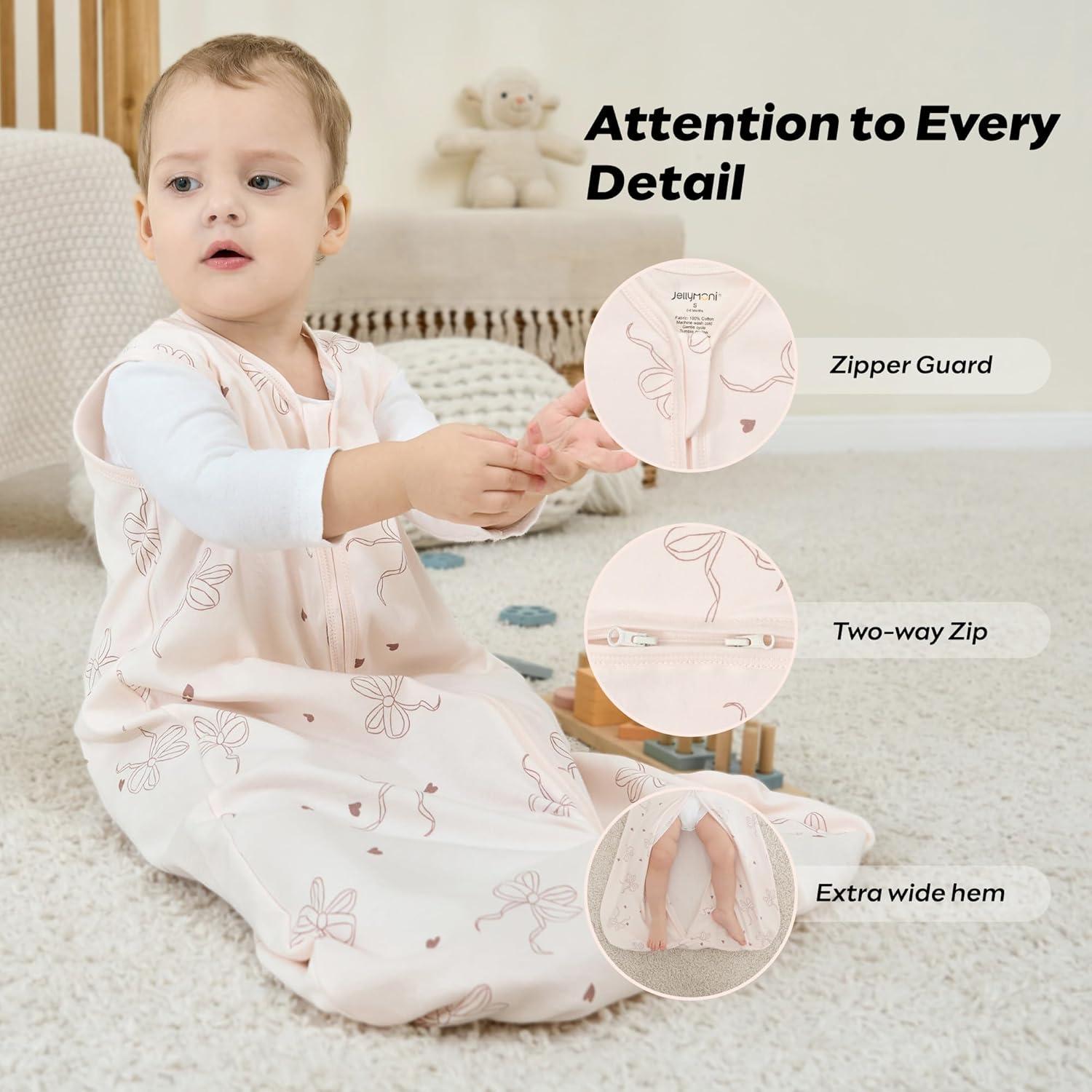 Saco de Sueño JELLYMONI Bebés 0-6 Meses 100% Algodón 3 Piezas