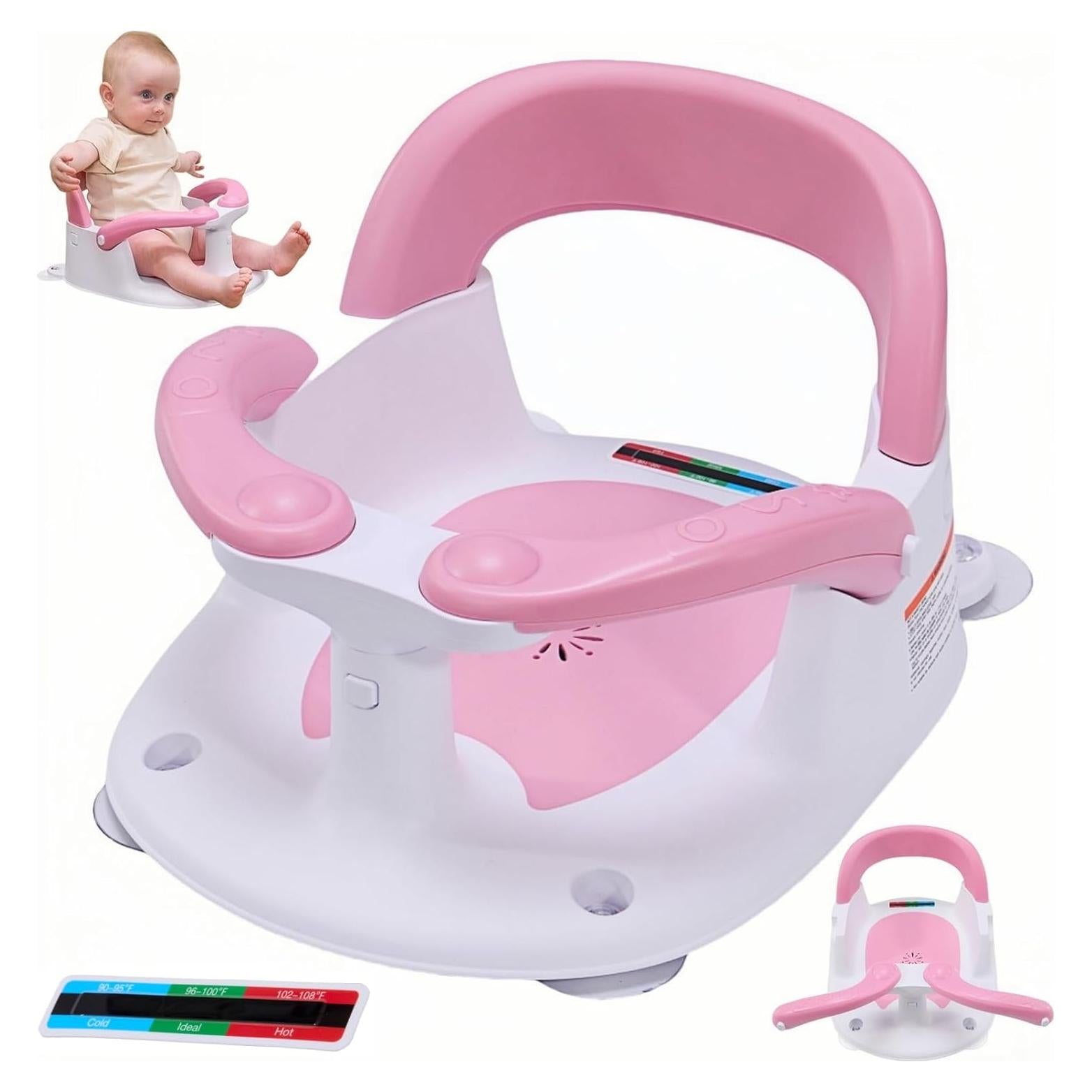 Asiento de Baño para Bebés Rosa - Con Alerta de Temperatura
