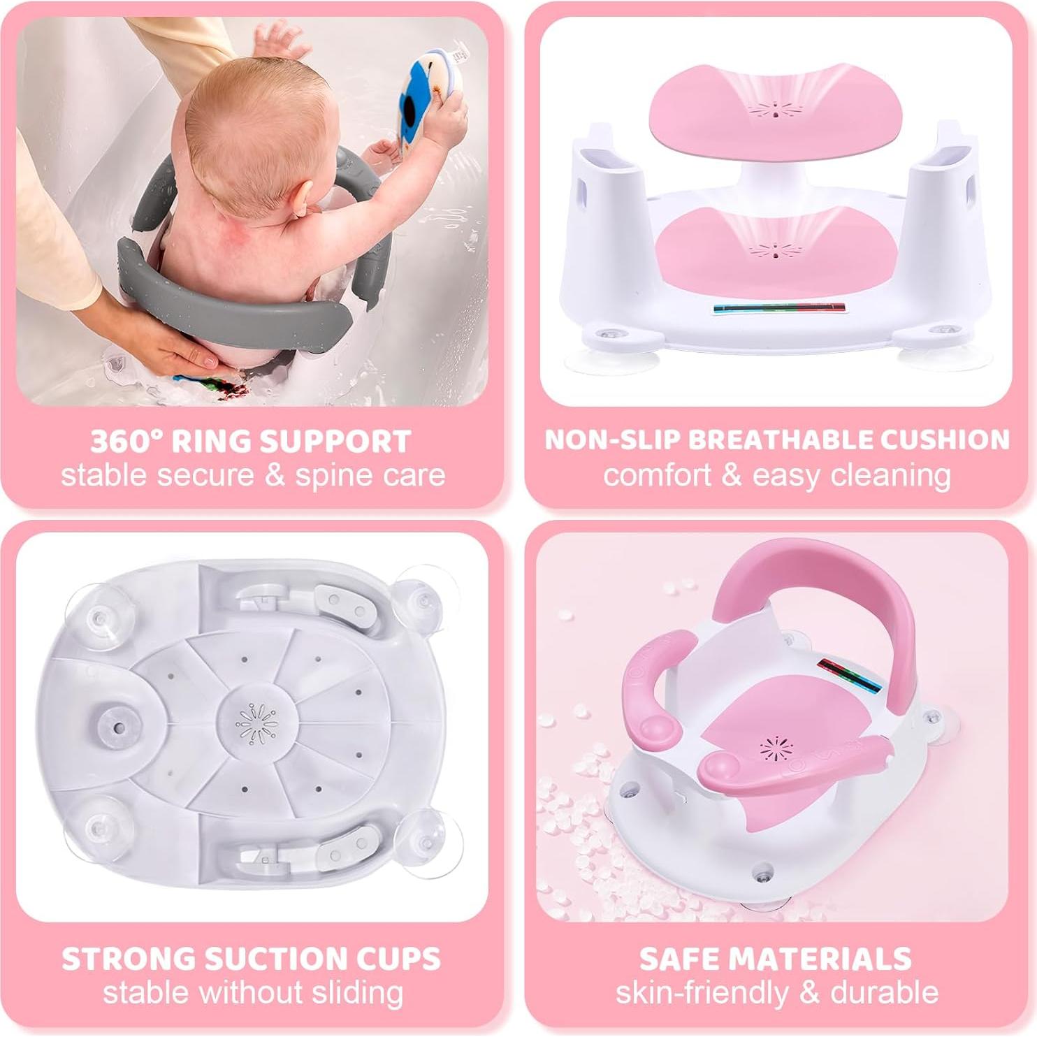 Asiento de Baño para Bebés Rosa - Con Alerta de Temperatura