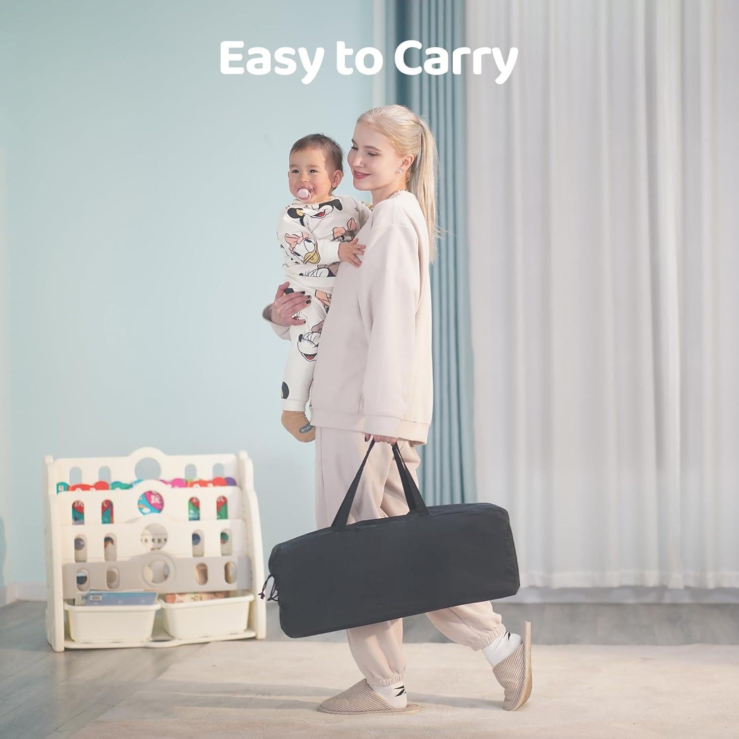 Cuna de viaje Pamo Babe con moisés extraíble, negra