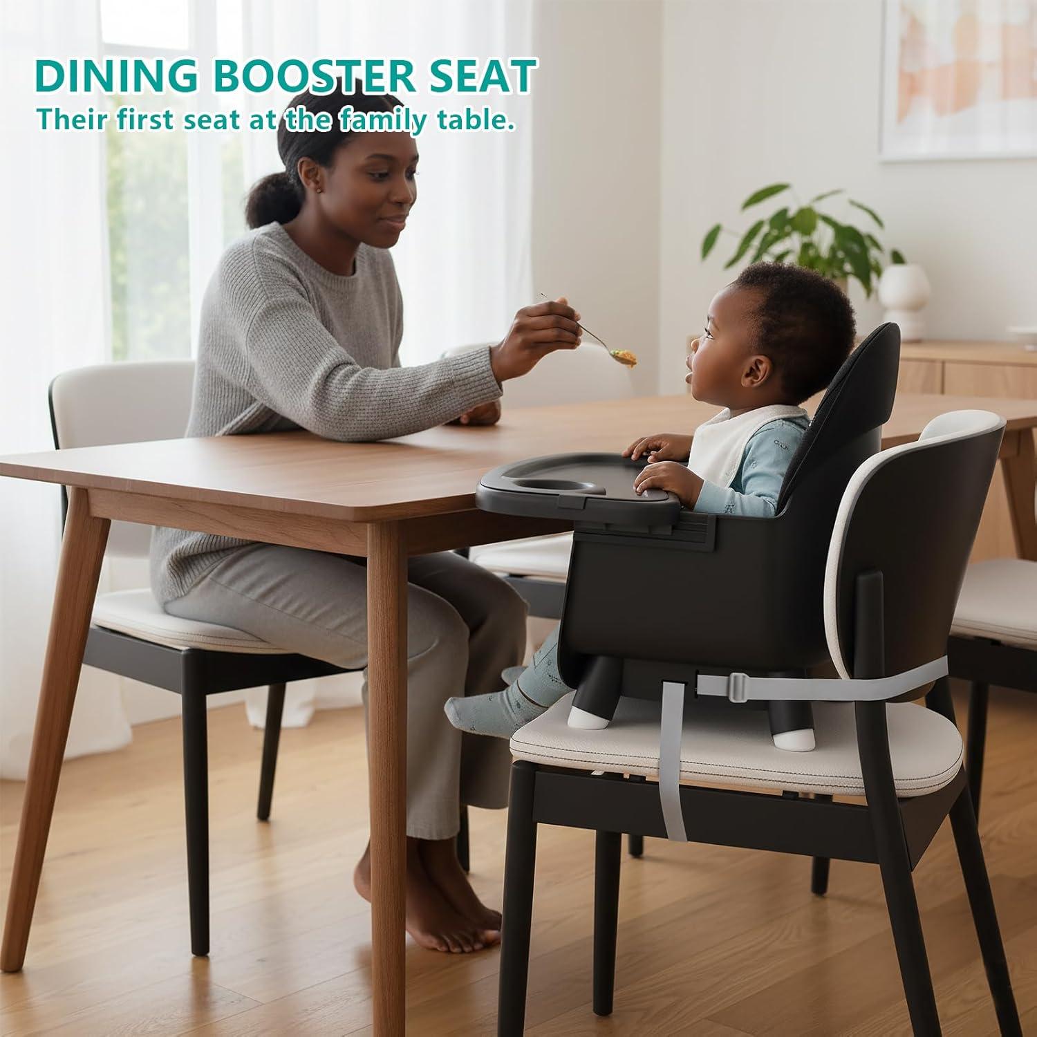 Silla Alta 6 en 1 para Bebés y Niños - Negro, Asiento Elevador