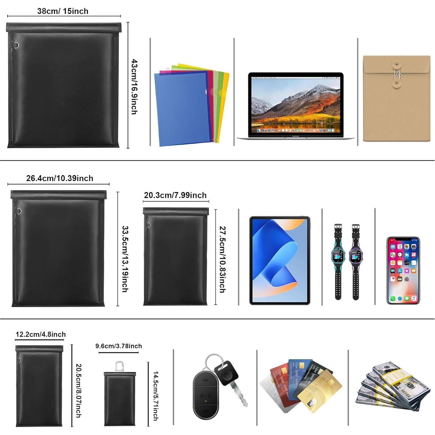 Bolsas Faraday Grandes - 5 Piezas para Laptops y Teléfonos