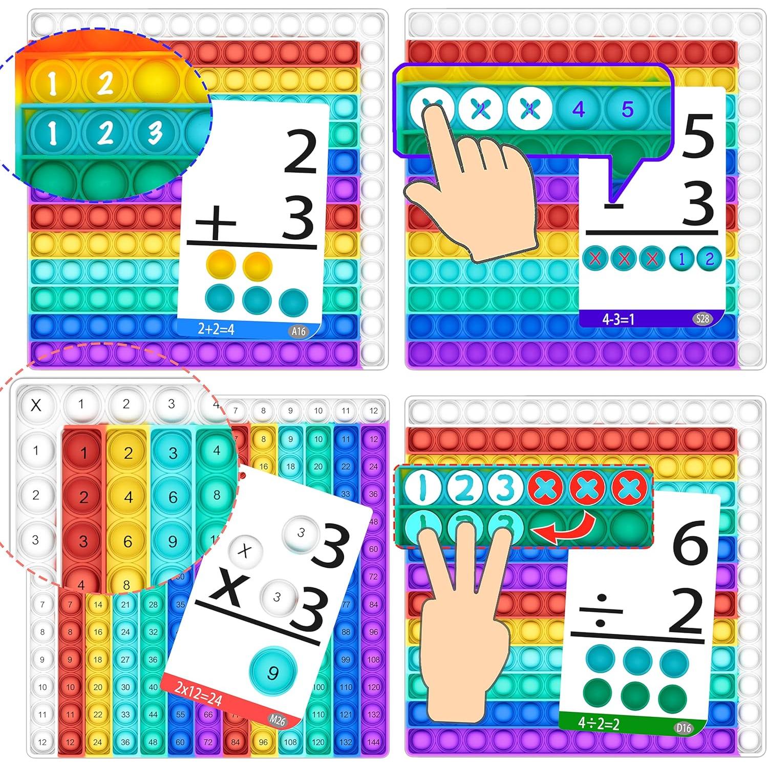 Juego Didáctico de Matemáticas Pop It DECAI - Tarjetas 4-8 Años