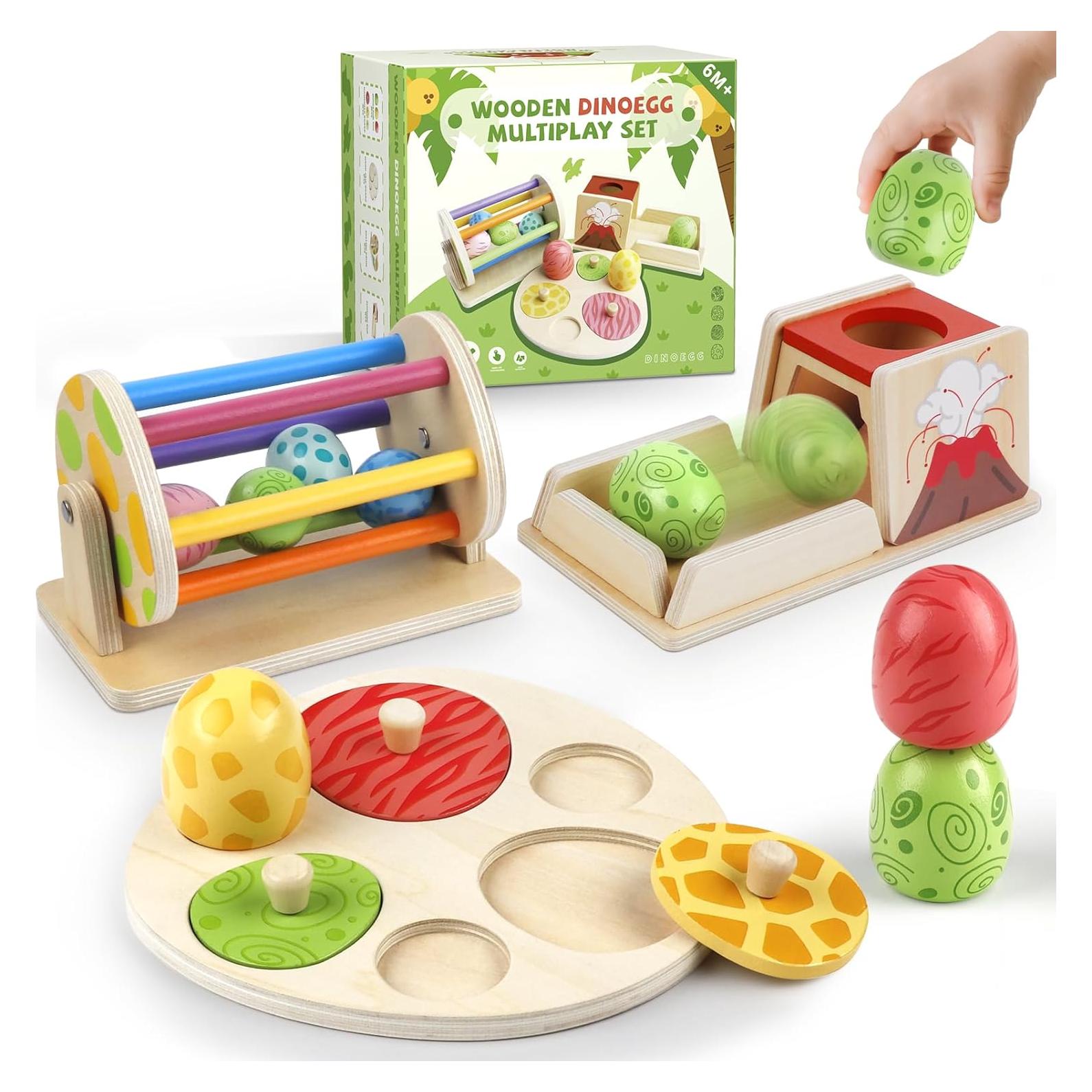Juego de Juguete Montessori de Madera Dinosaurio 6+ Meses