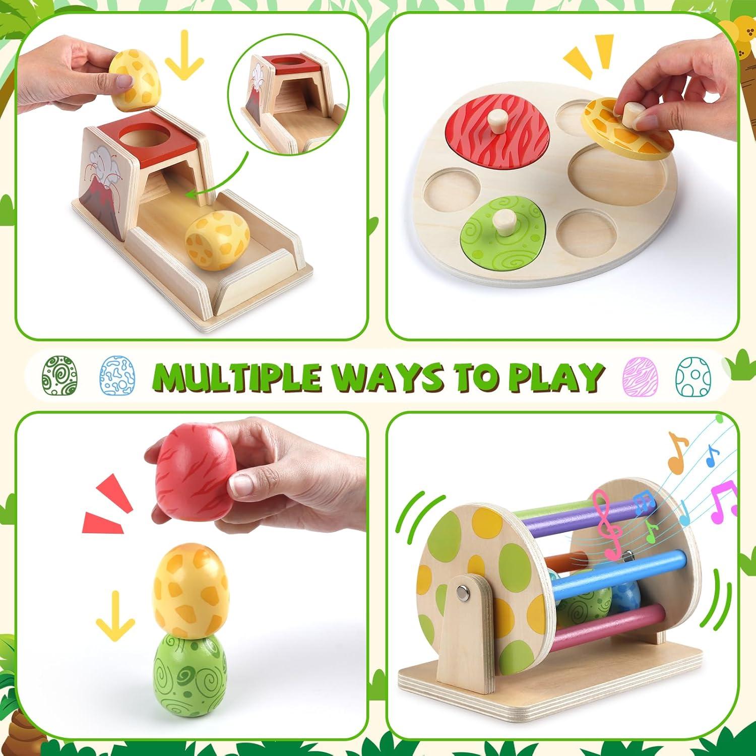 Juego de Juguete Montessori de Madera Dinosaurio 6+ Meses