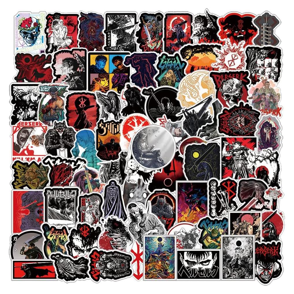 75 Pegatinas de Anime Berserk UYNIIAW Impermeables 9.1x8.9cm