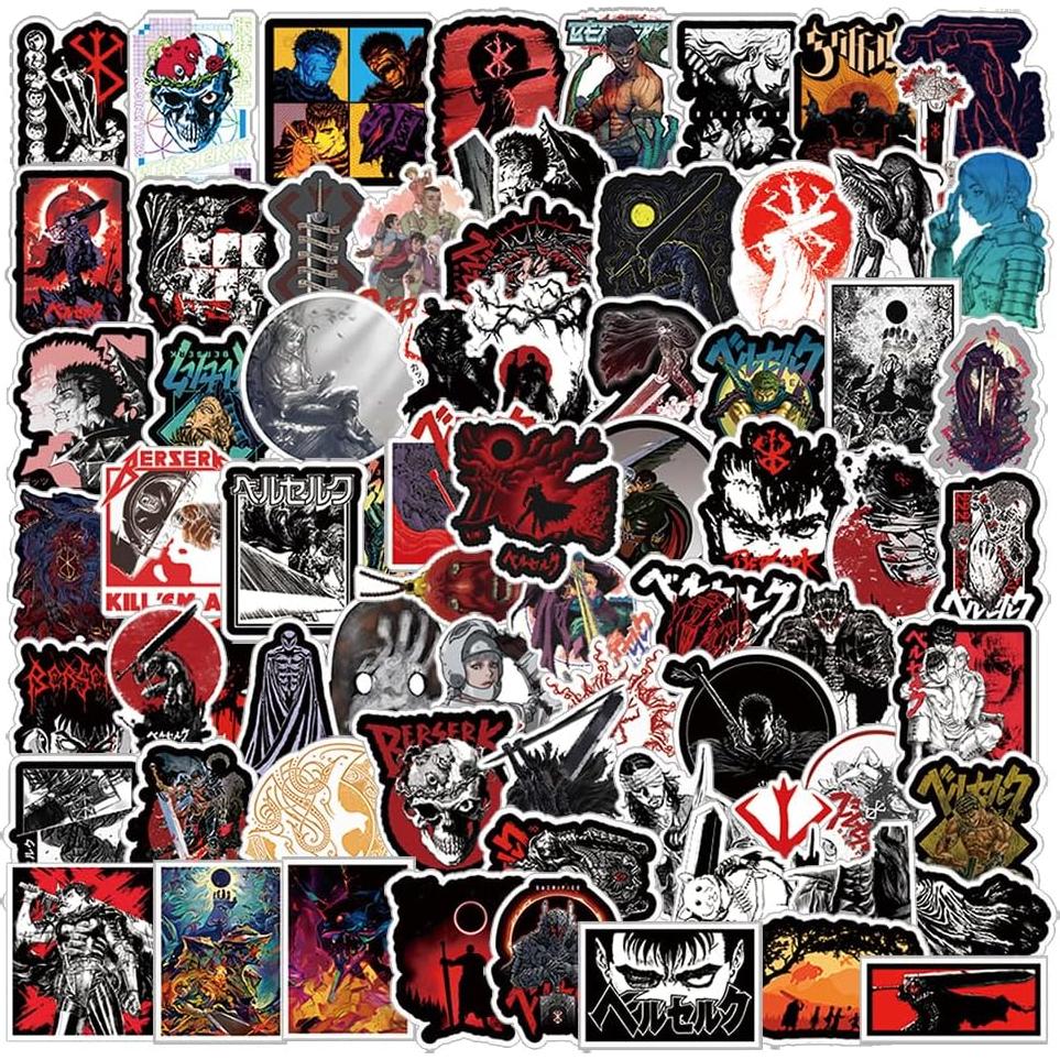 75 Pegatinas de Anime Berserk UYNIIAW Impermeables 9.1x8.9cm