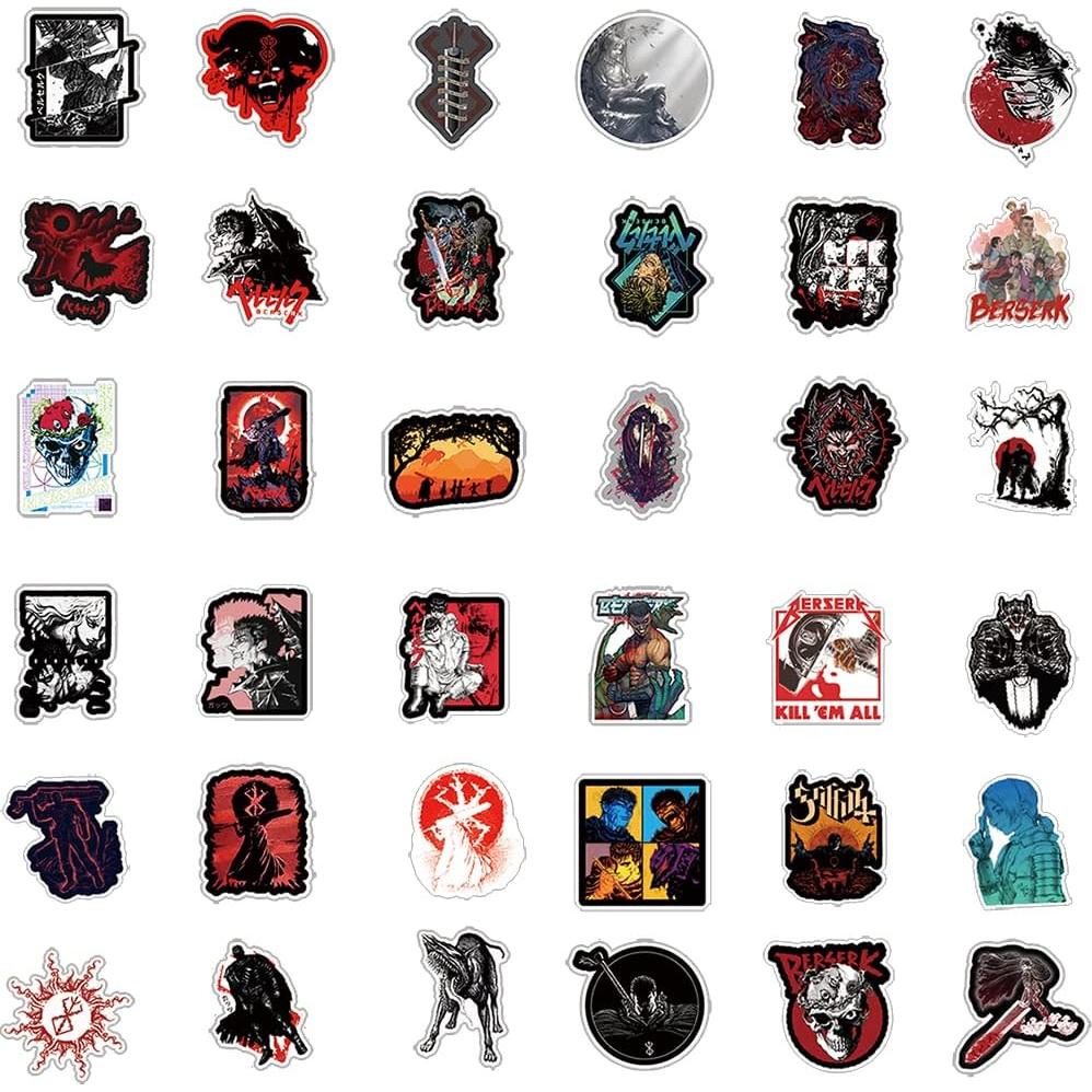 75 Pegatinas de Anime Berserk UYNIIAW Impermeables 9.1x8.9cm