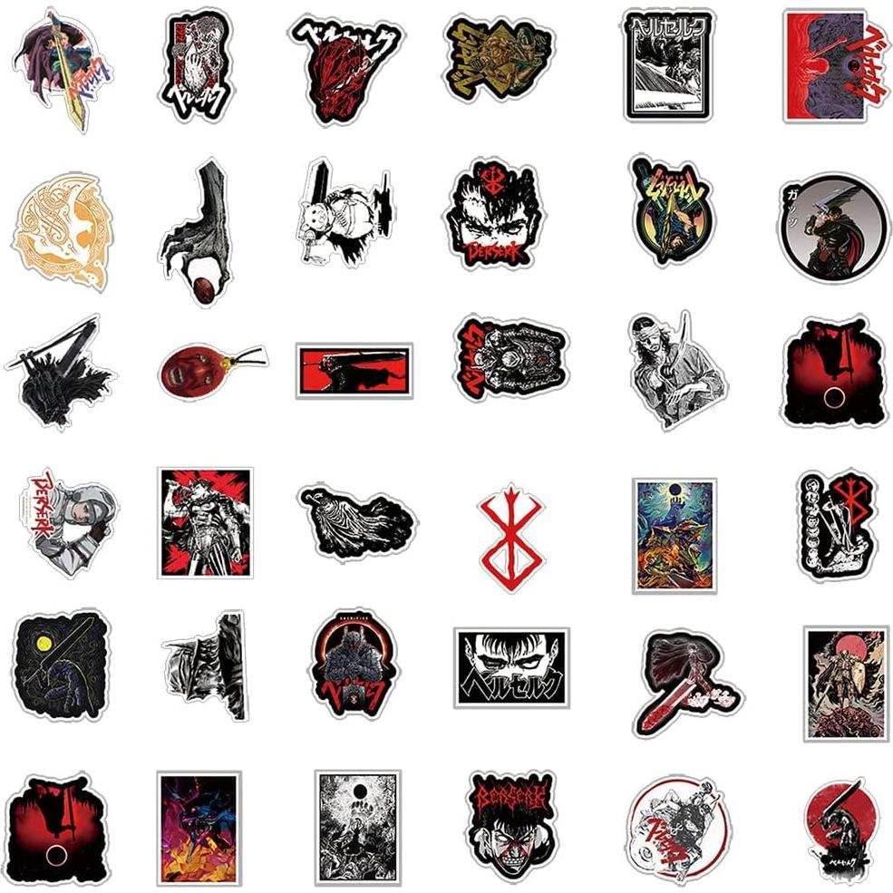 75 Pegatinas de Anime Berserk UYNIIAW Impermeables 9.1x8.9cm