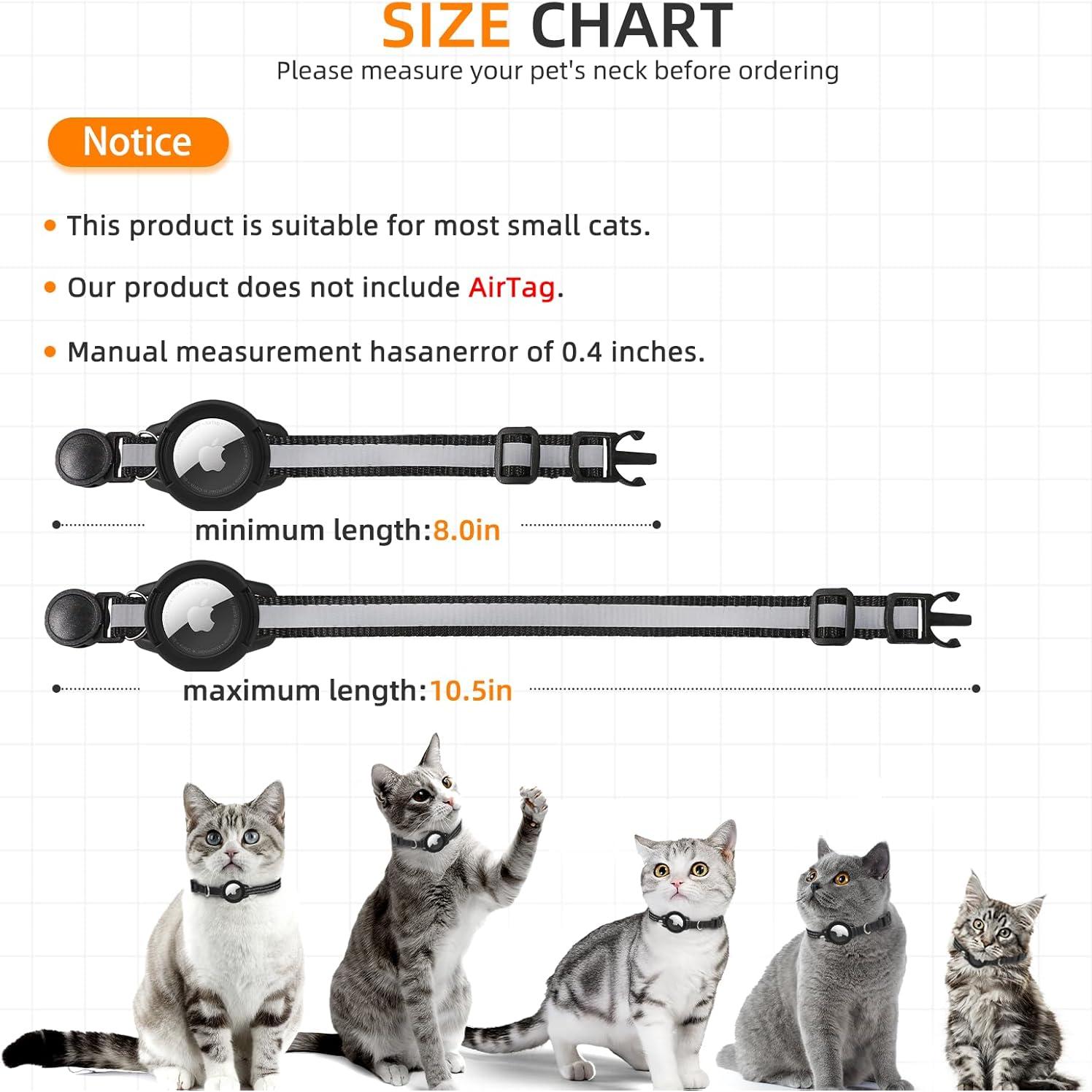 Collar Reflectante para Gato Odokele con Soporte AirTag - Negro