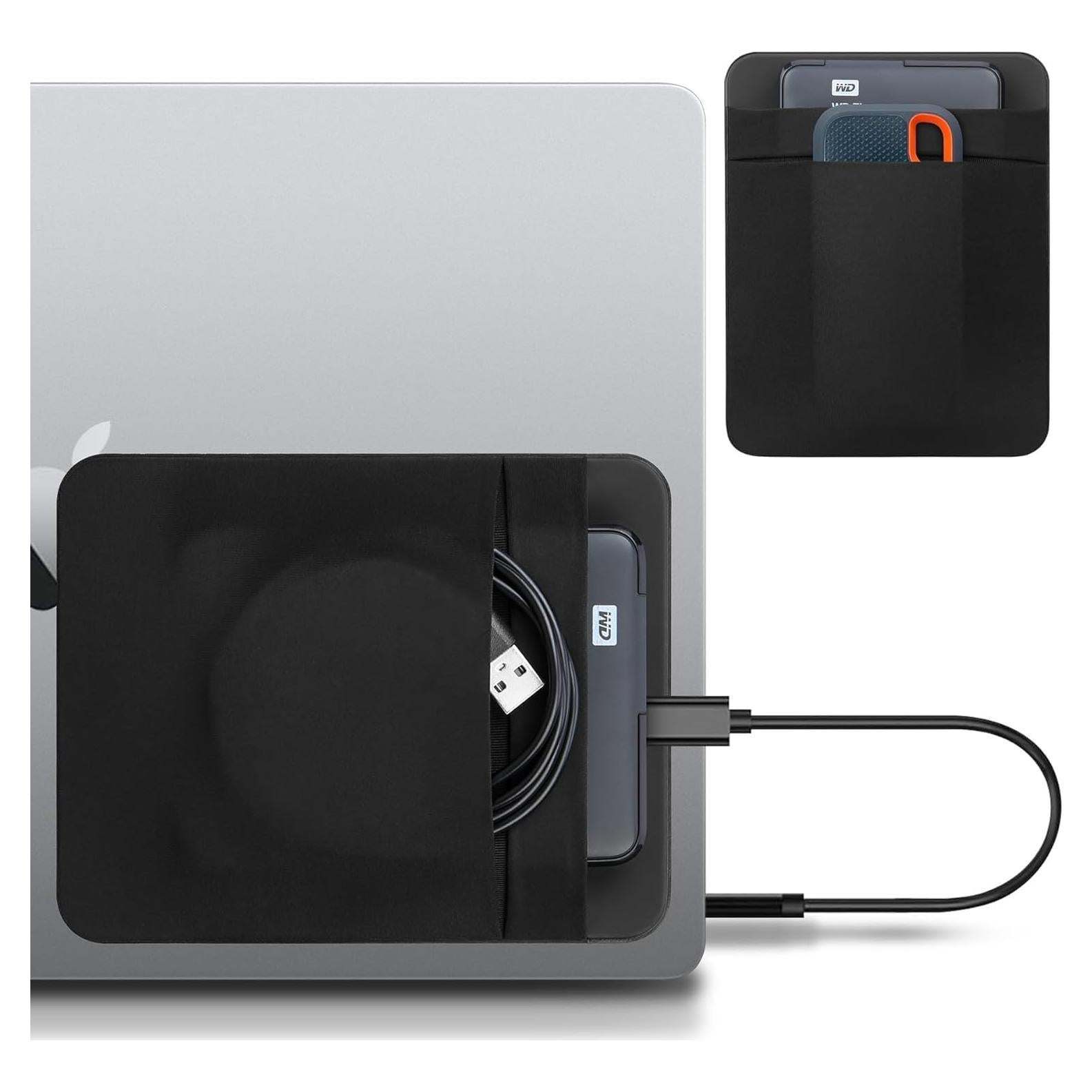 Funda Adhesiva para Disco Duro Externo Lacdo 2 Bolsillos Negro