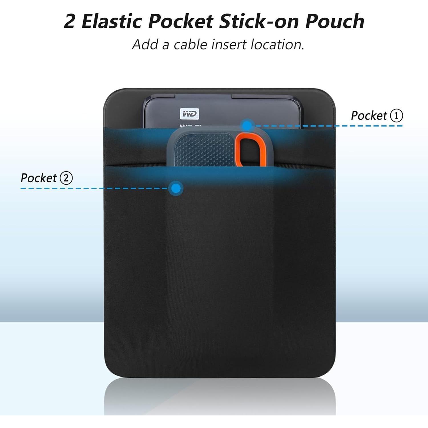 Funda Adhesiva para Disco Duro Externo Lacdo 2 Bolsillos Negro