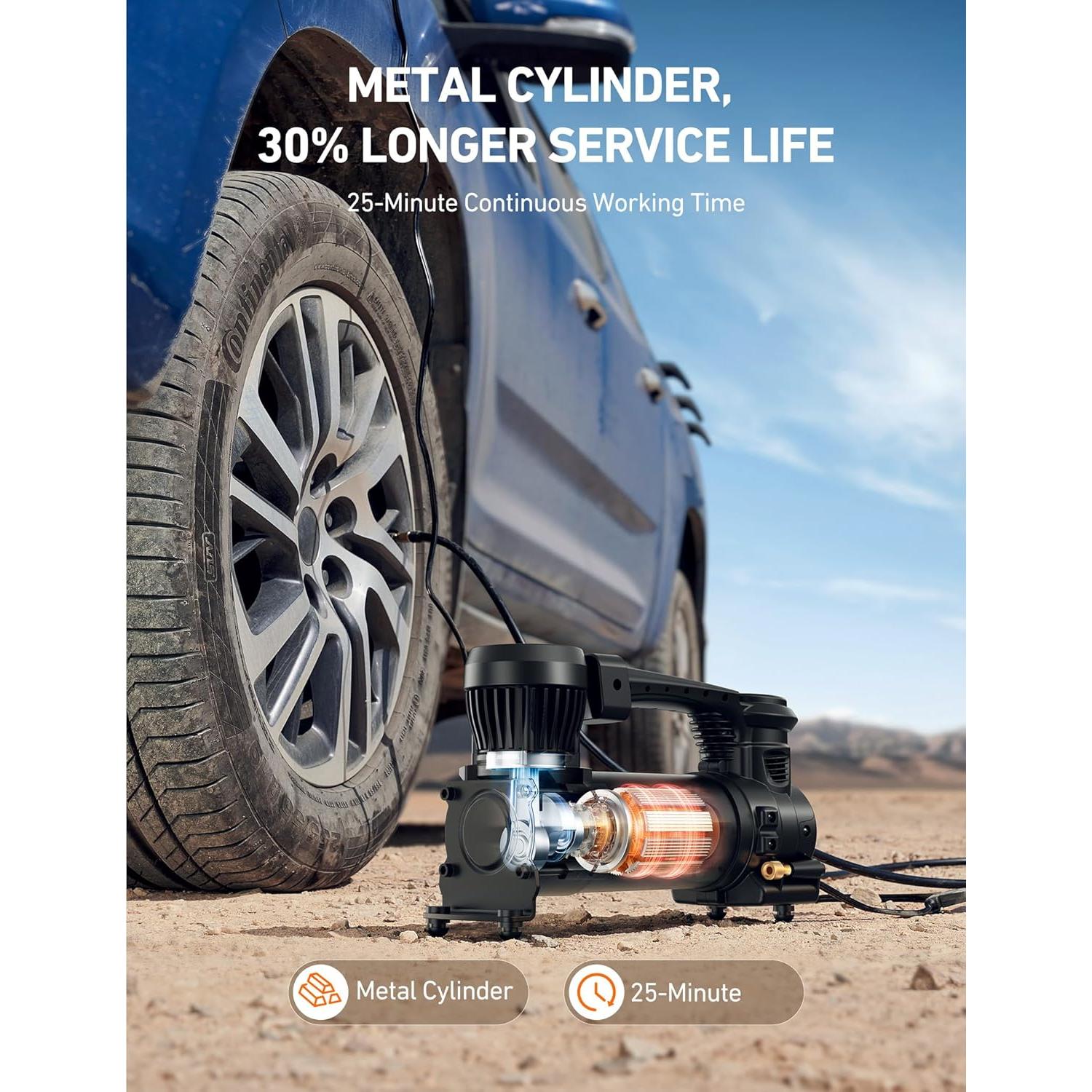 Compresor de Aire AstroAI T3 12V Portátil 3.02kg con Luz LED