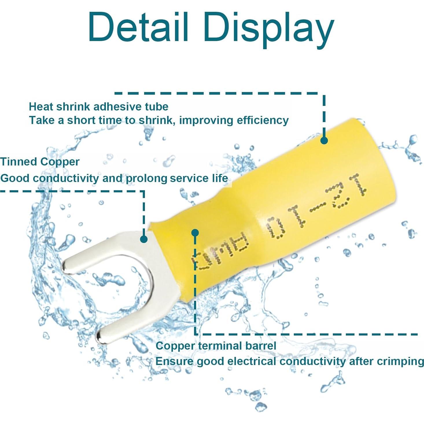 80 Conectores de Horquilla ZONBANG 12-10AWG Impermeables