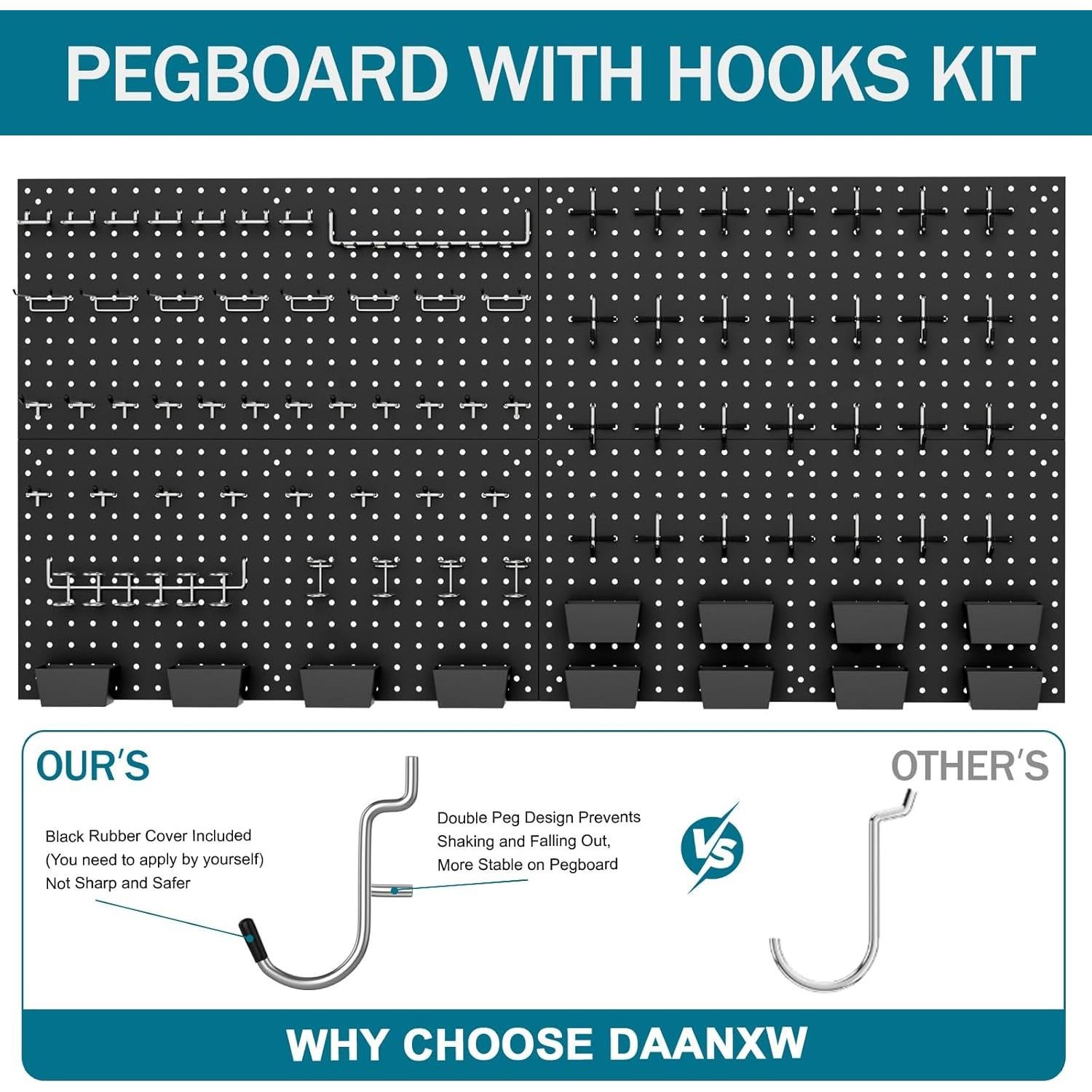 Kit de Paneles de Metal Daanxw 158PCS con Ganchos 30.48x60.96cm